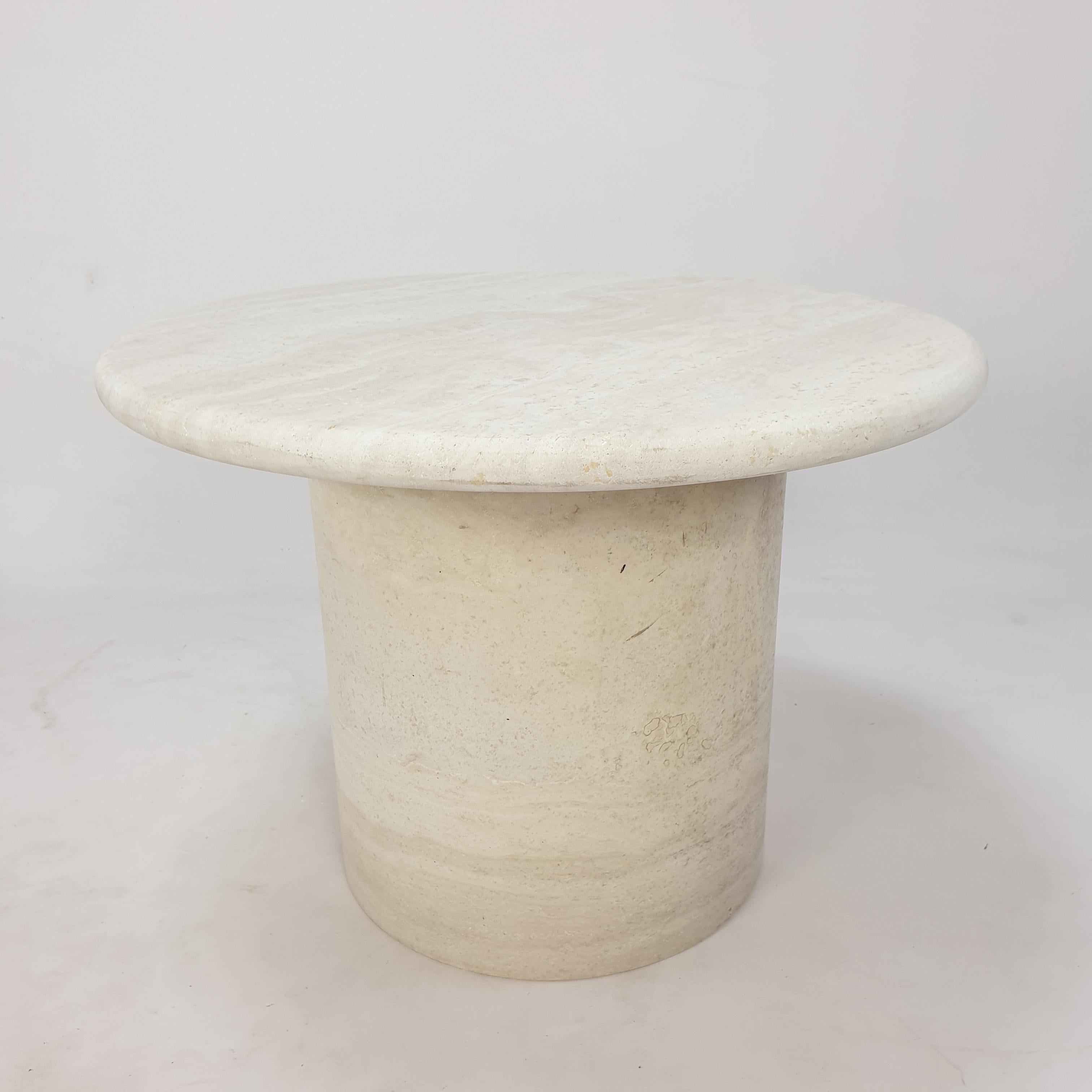 Set of Round Travertine Coffee Tables by Up & Up Italy, 1970s 10