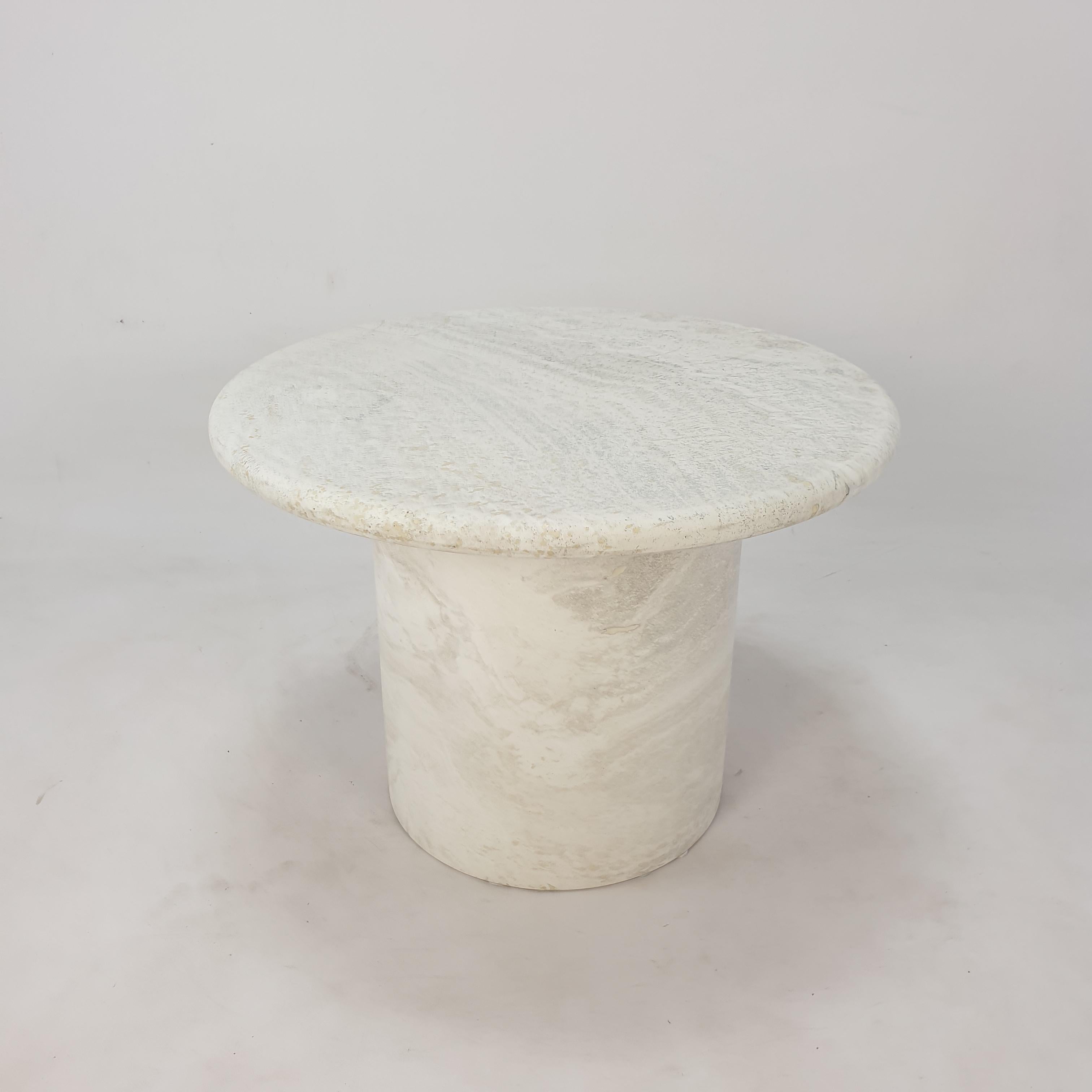Mid-Century Modern Set of Round Travertine Coffee Tables by Up & Up Italy, 1970s