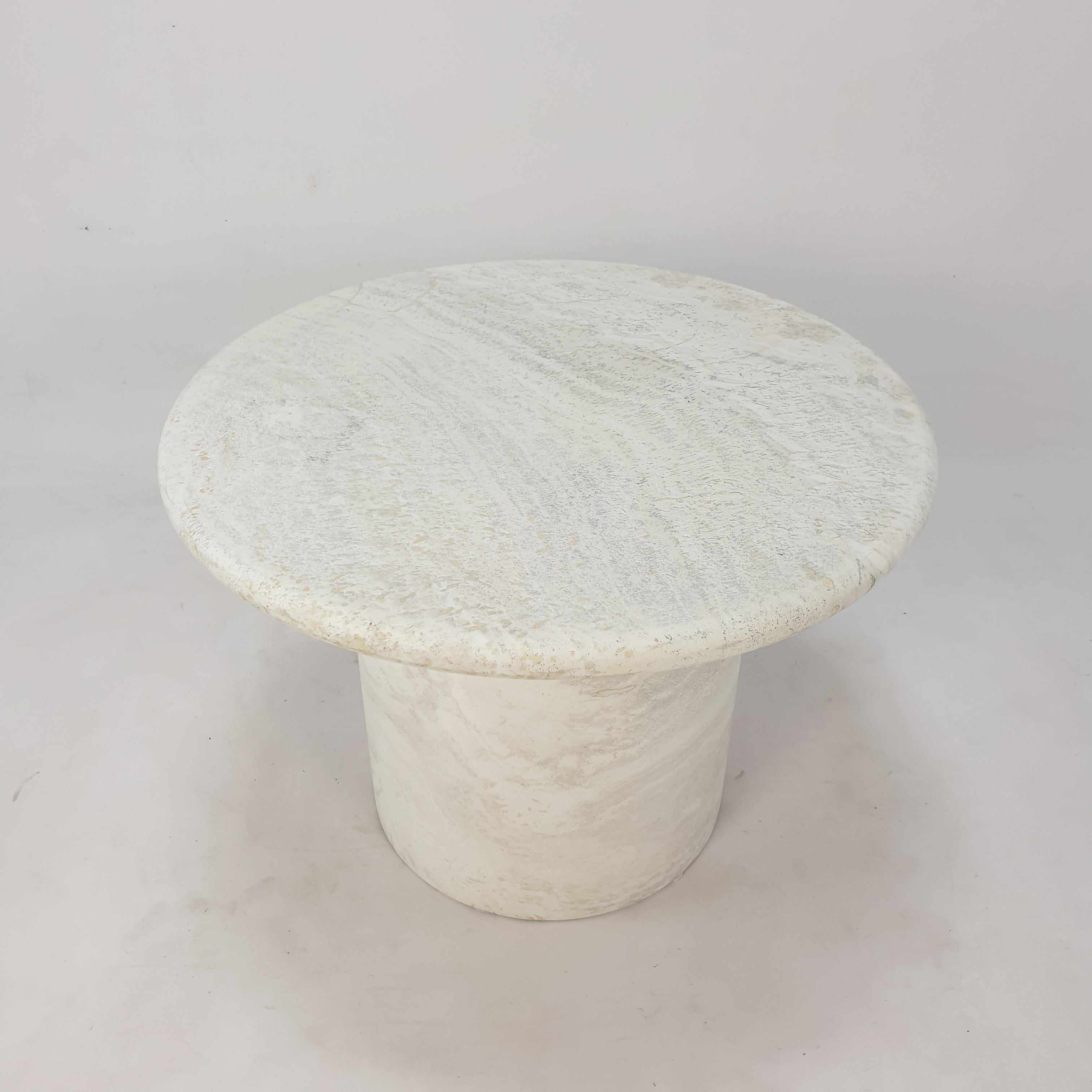 Italian Set of Round Travertine Coffee Tables by Up & Up Italy, 1970s