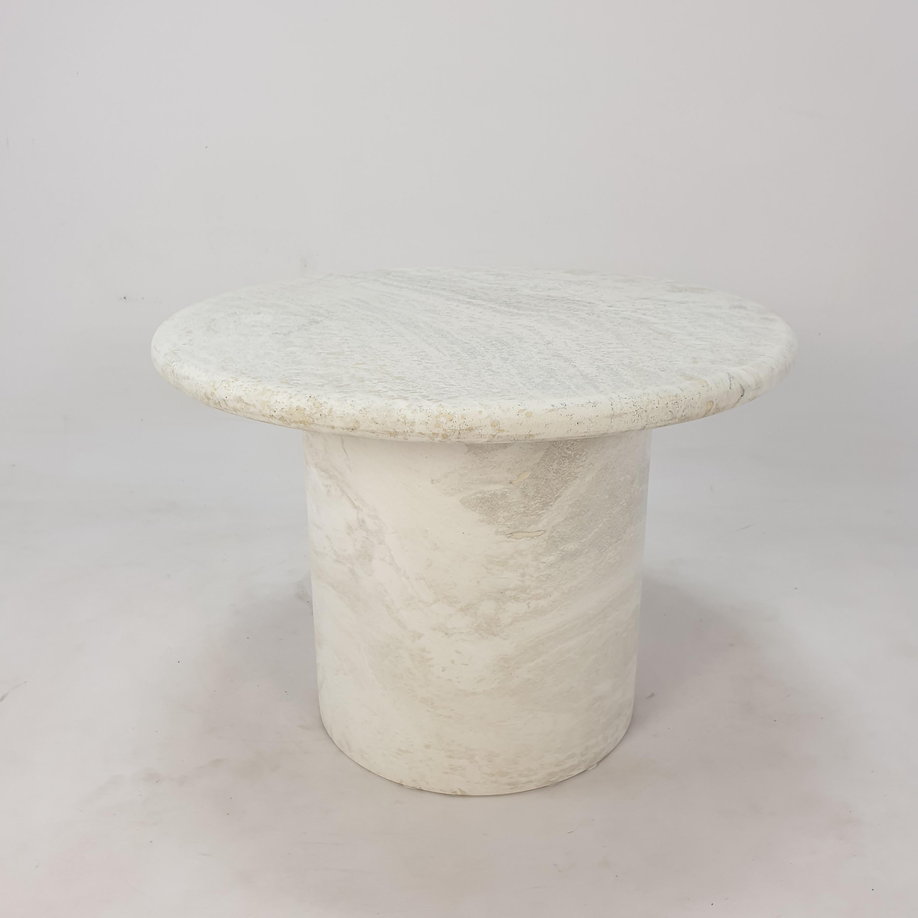 Late 20th Century Set of Round Travertine Coffee Tables by Up & Up Italy, 1970s