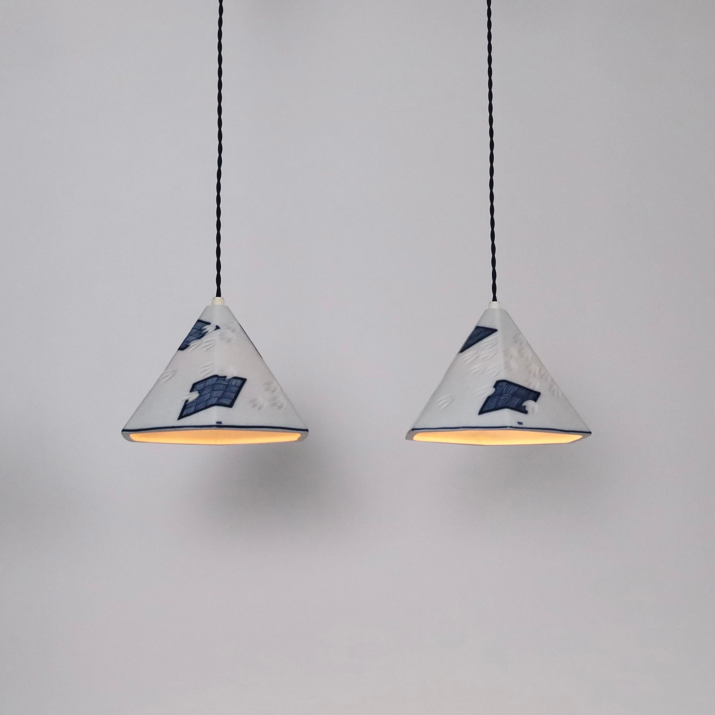 Danish Set of Royal Copenhagen Porcelain Pendant Lights, Denmark For Sale