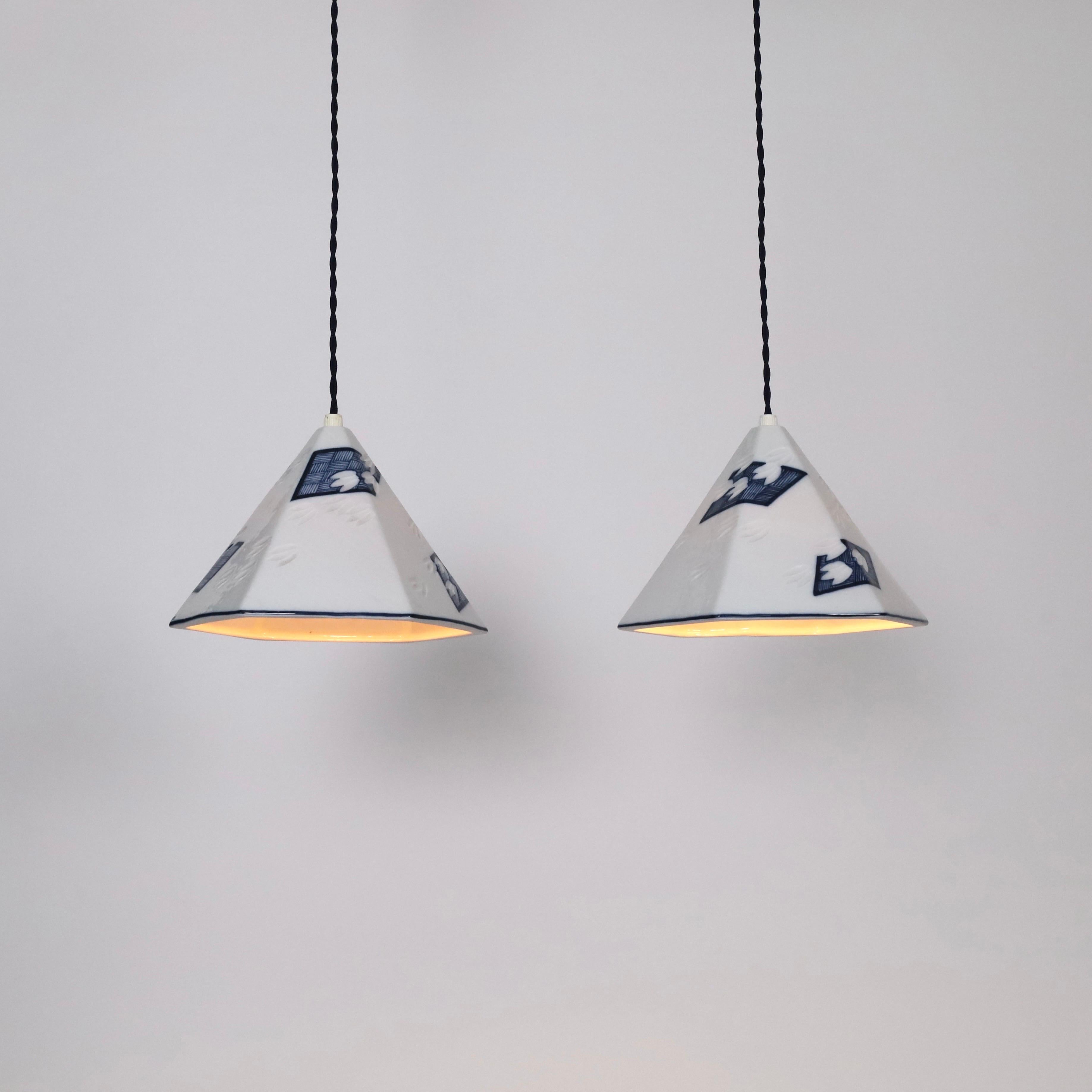 Set of Royal Copenhagen Porcelain Pendant Lights, Denmark For Sale 1