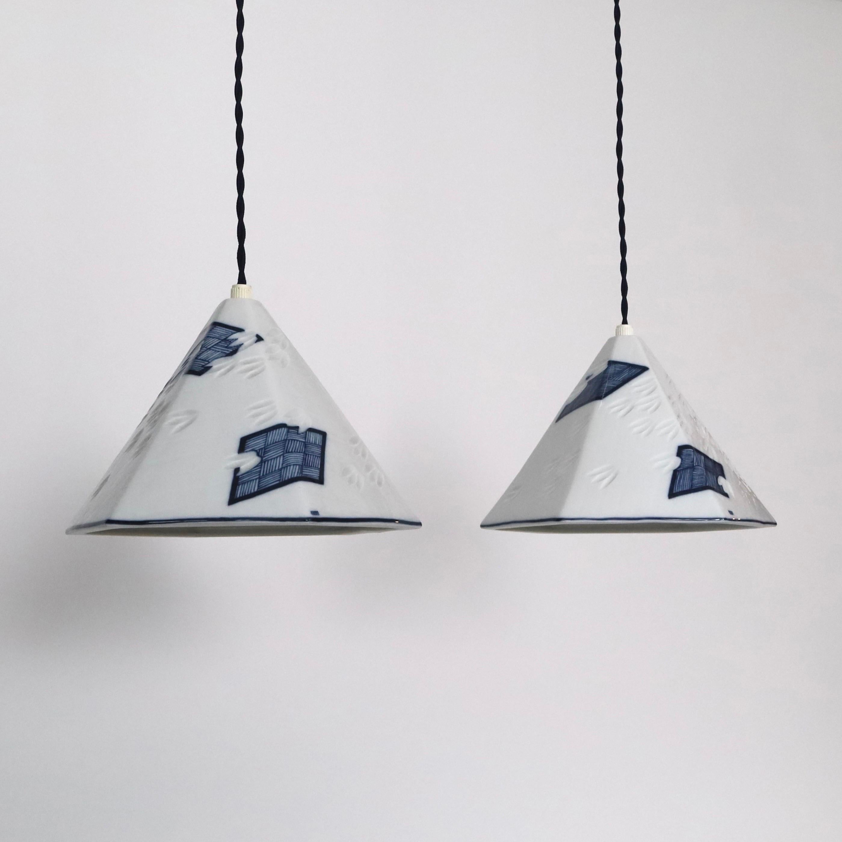 Set of Royal Copenhagen Porcelain Pendant Lights, Denmark For Sale 2