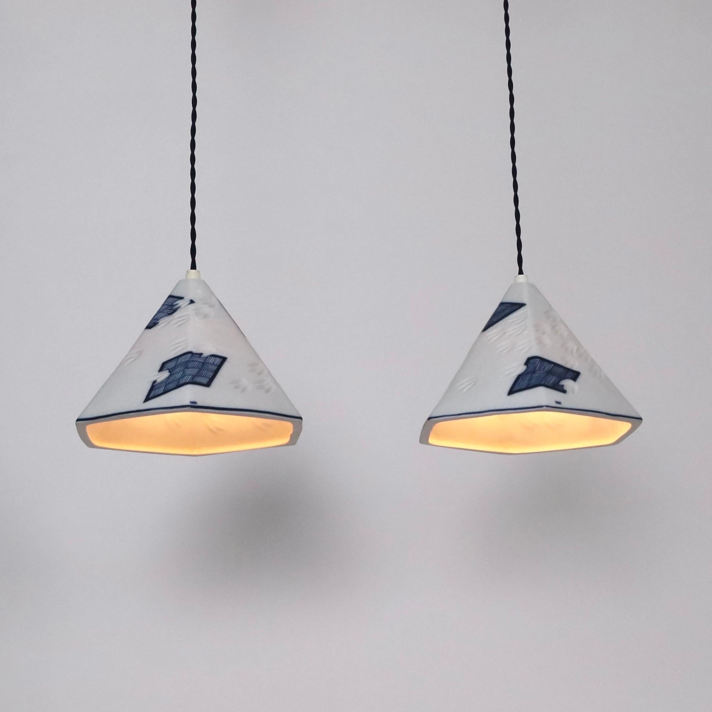 Set of Royal Copenhagen Porcelain Pendant Lights, Denmark For Sale 3