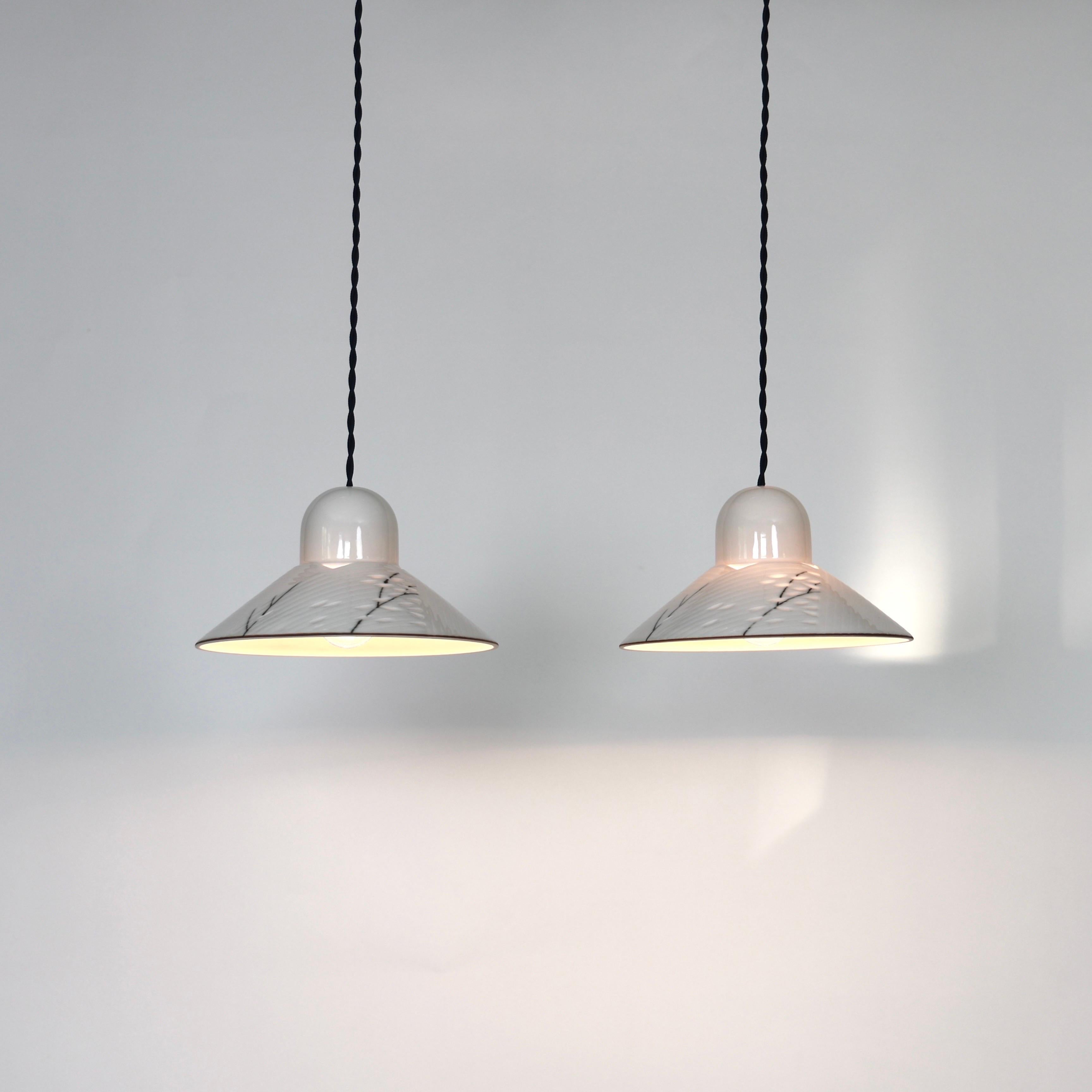 Set of Royal Copenhagen Porcelain Pendant Lights, Denmark For Sale 3