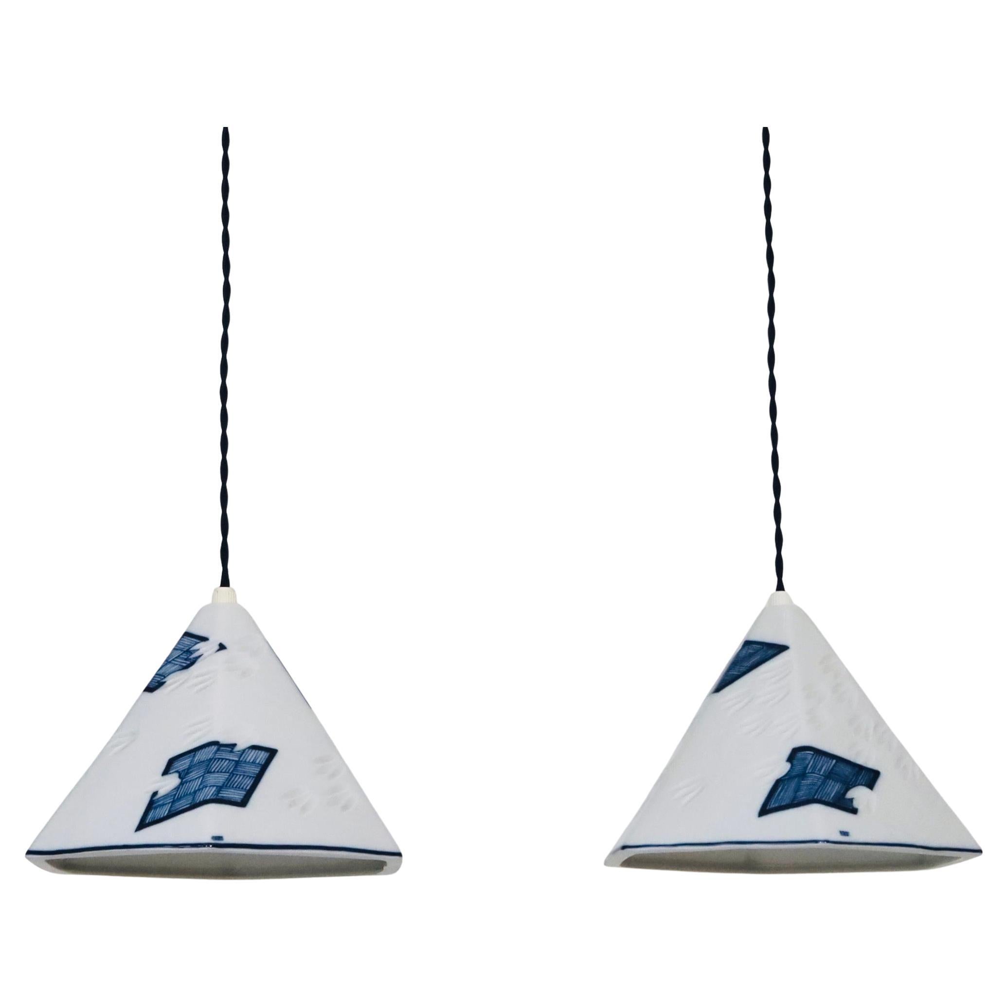 Set of Royal Copenhagen Porcelain Pendant Lights, Denmark