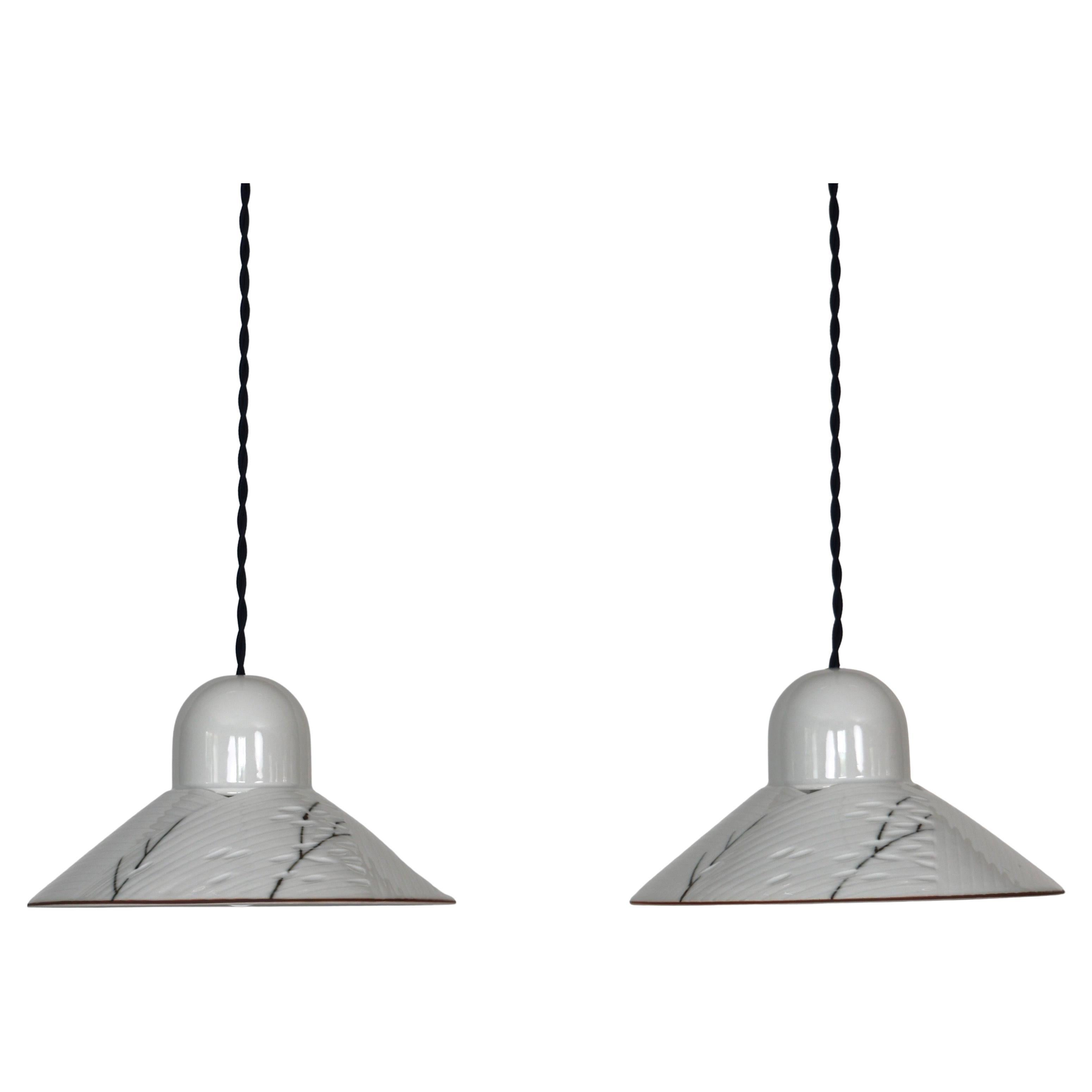 Set of Royal Copenhagen Porcelain Pendant Lights, Denmark For Sale