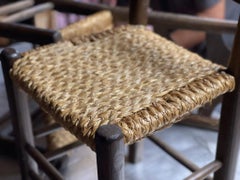 Set of Rustic Straw Side Chairs in the style of Perriand, France, 1950s