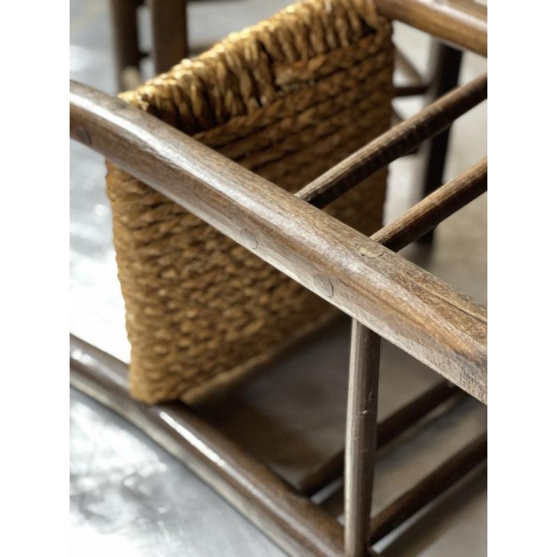 20th Century Set of Rustic Straw Side Chairs in the style of Perriand, France, 1950s For Sale