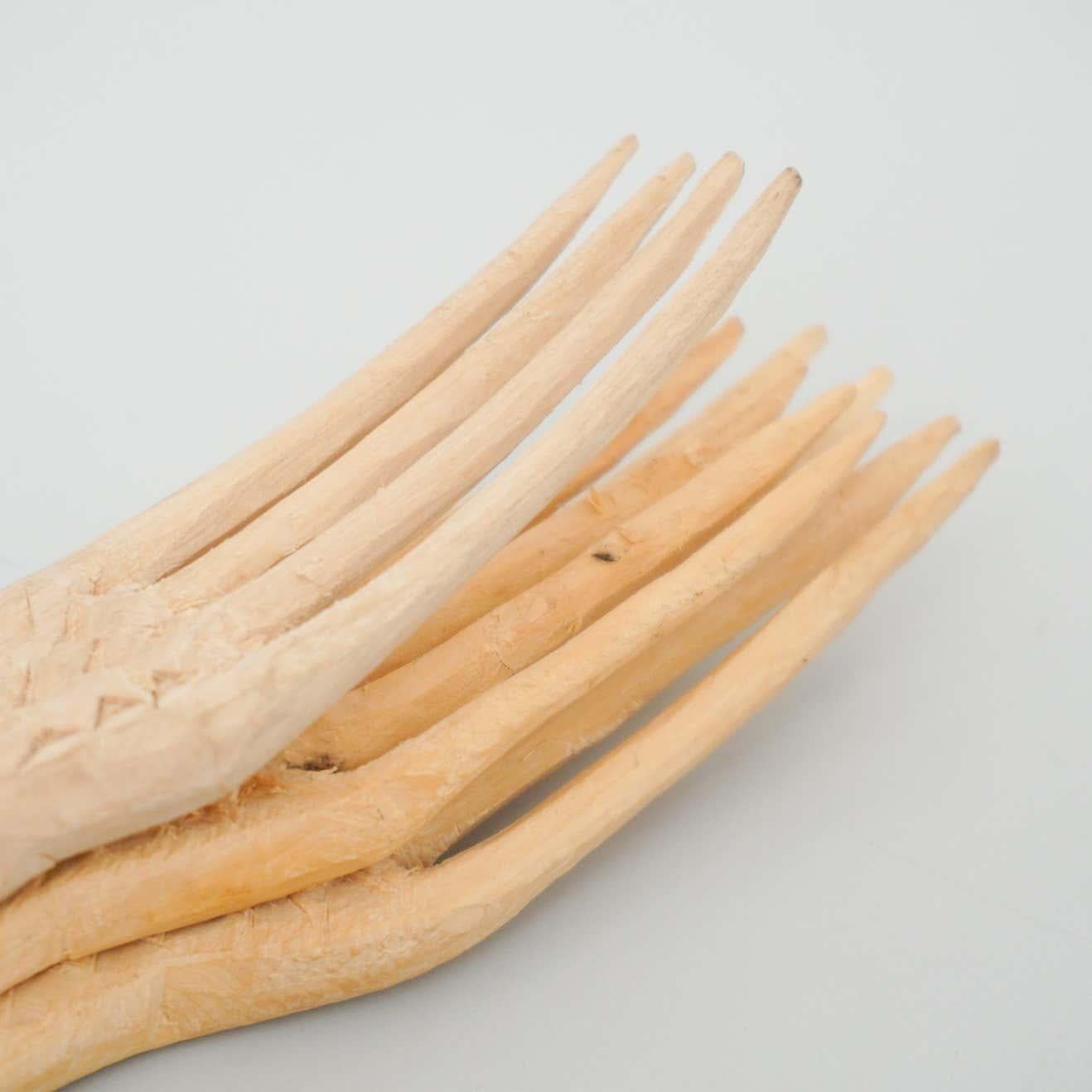 Set of Rustic Traditional Hand Carved Forks and Spoons, circa 1950 1