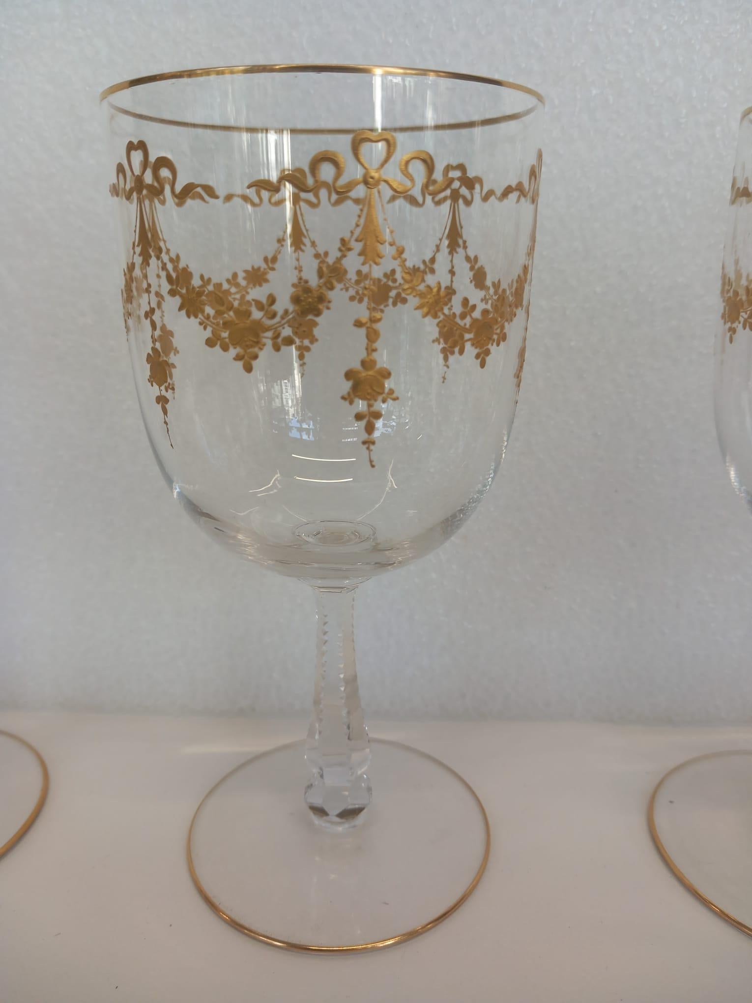 Faceted Set of Saint Louis crystal glasses For Sale