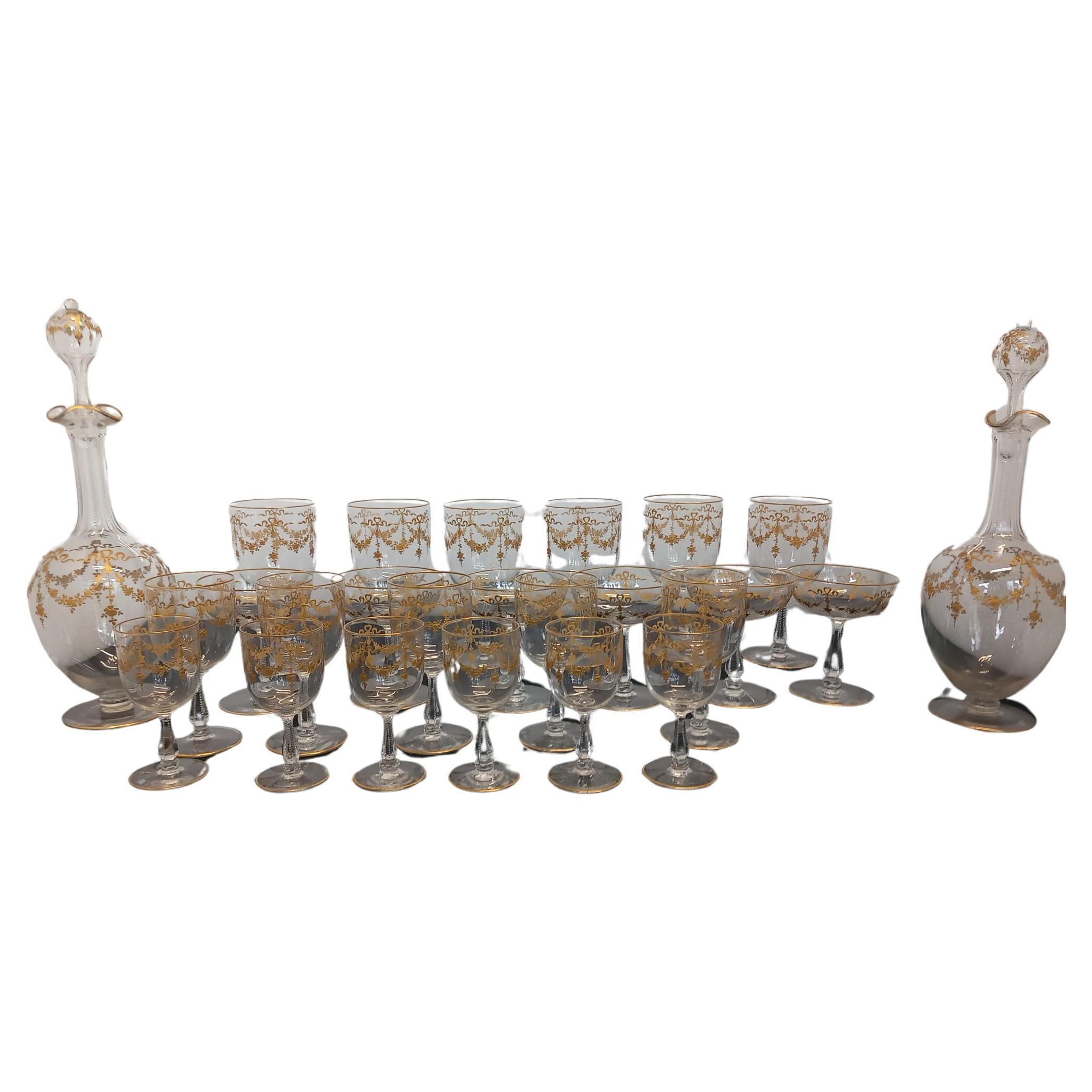 Set of Saint Louis crystal glasses For Sale