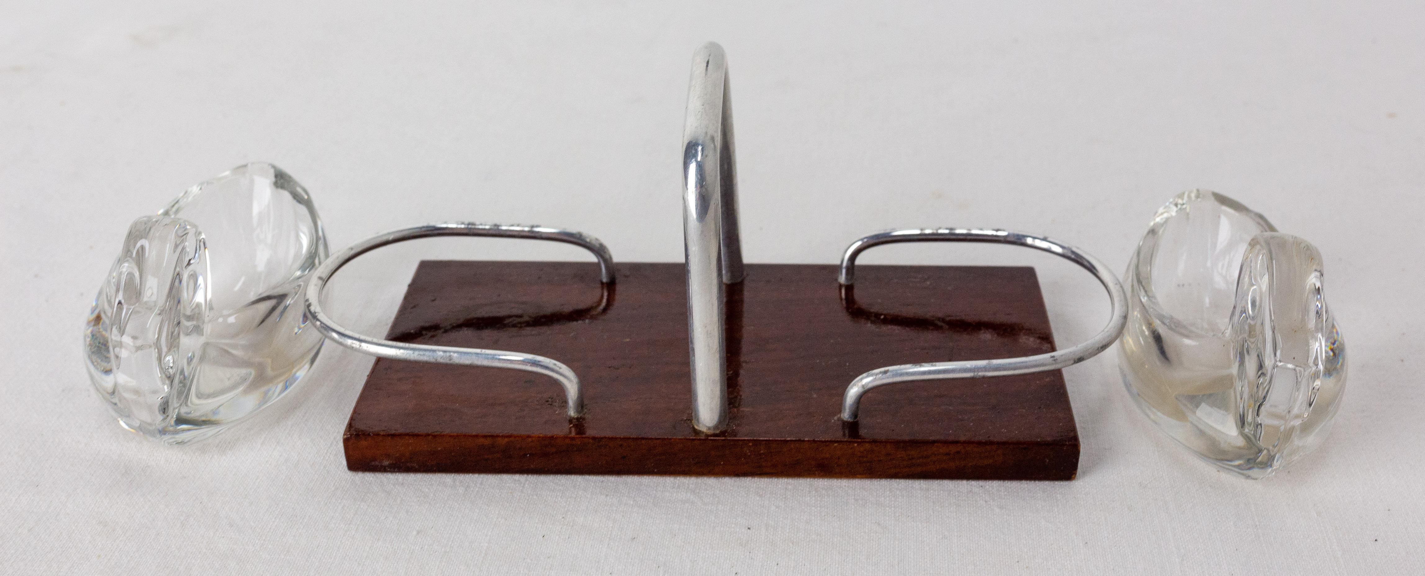 20th Century Set of Salt and Pepper Shaker with Stand Swan-Shaped, France, Mid-century For Sale