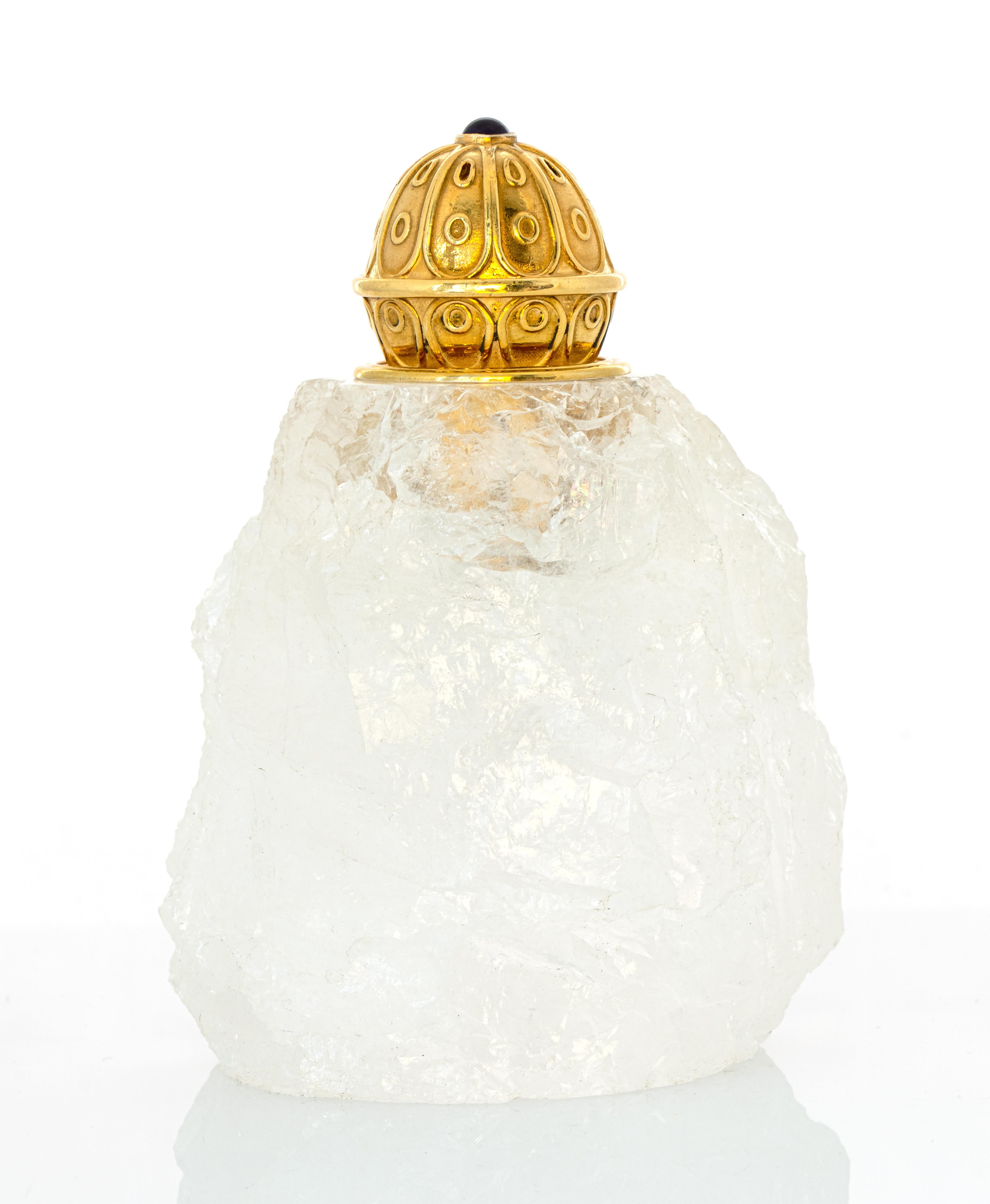 Italian Set of SALT & PEPPER shakers in Crystal rock and vermeil, by Giberto Venezia For Sale