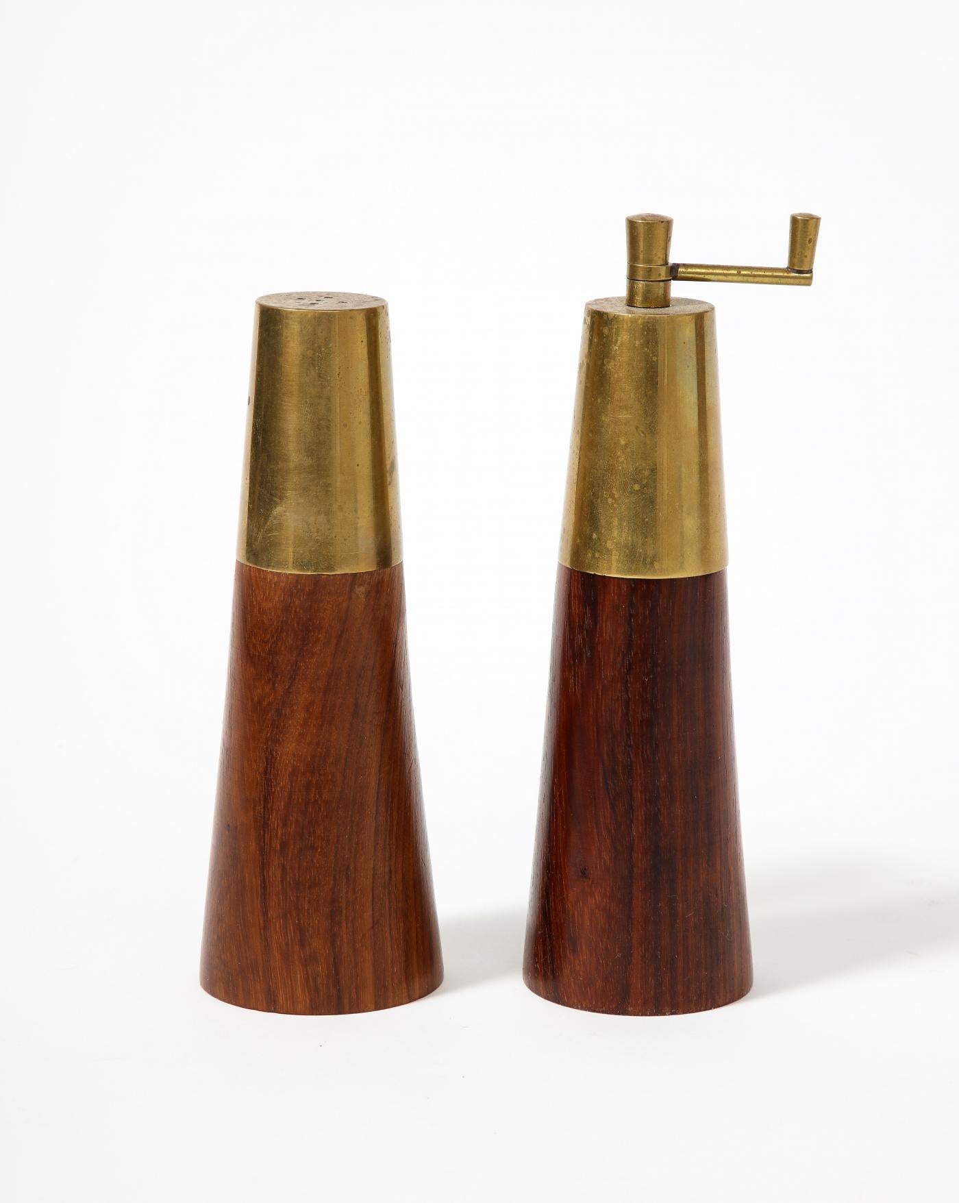 antique brass salt and pepper shakers