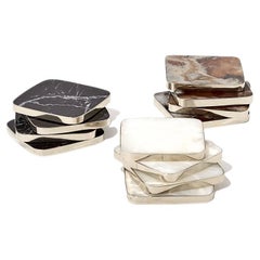 Set of Salta Square Coasters, Alpaca Silver &  Natural Onyx Stone