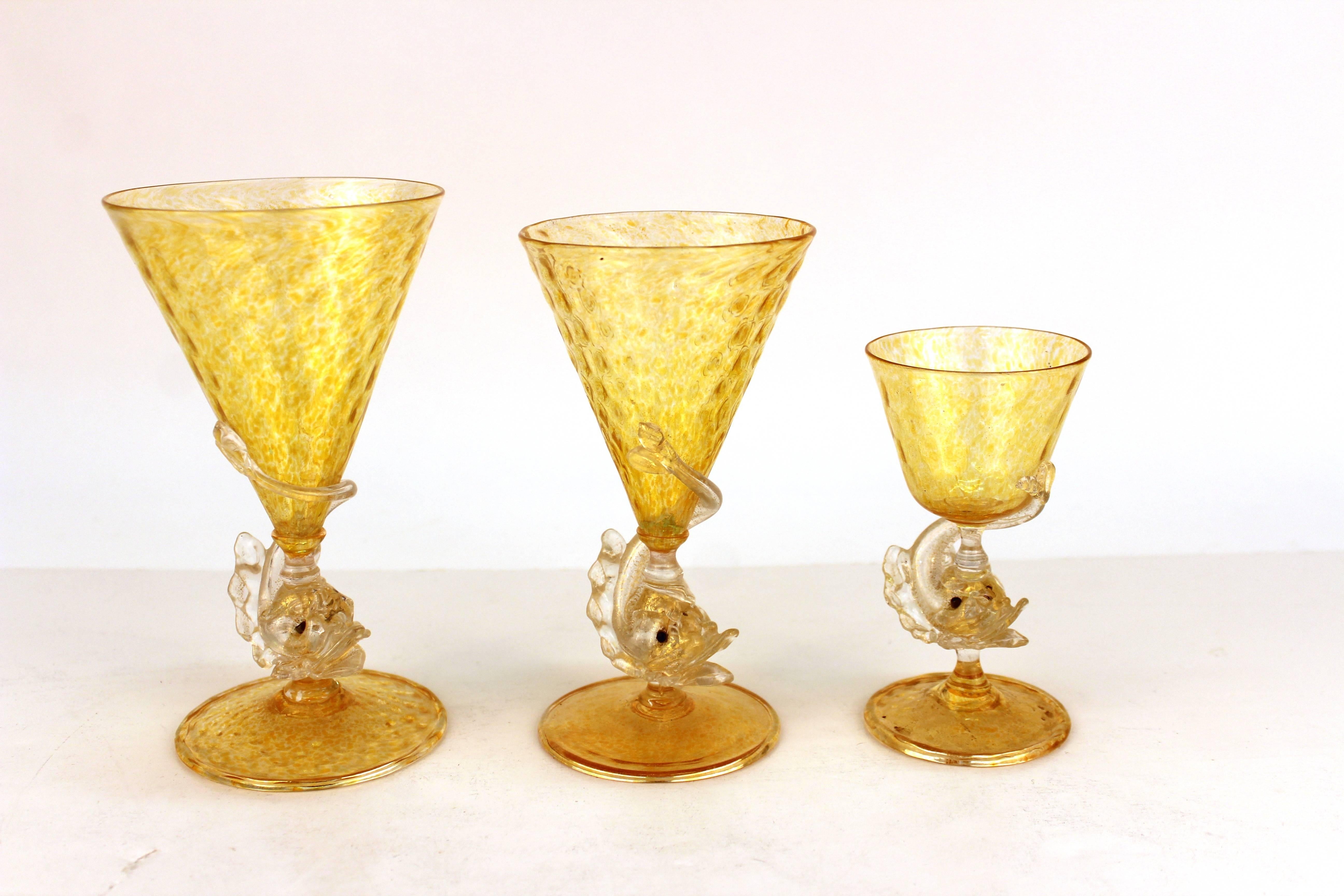 Set of Salviati Glassware with Fish Motif In Good Condition In New York, NY