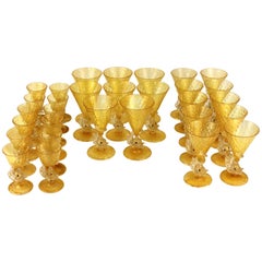 Set of Salviati Glassware with Fish Motif