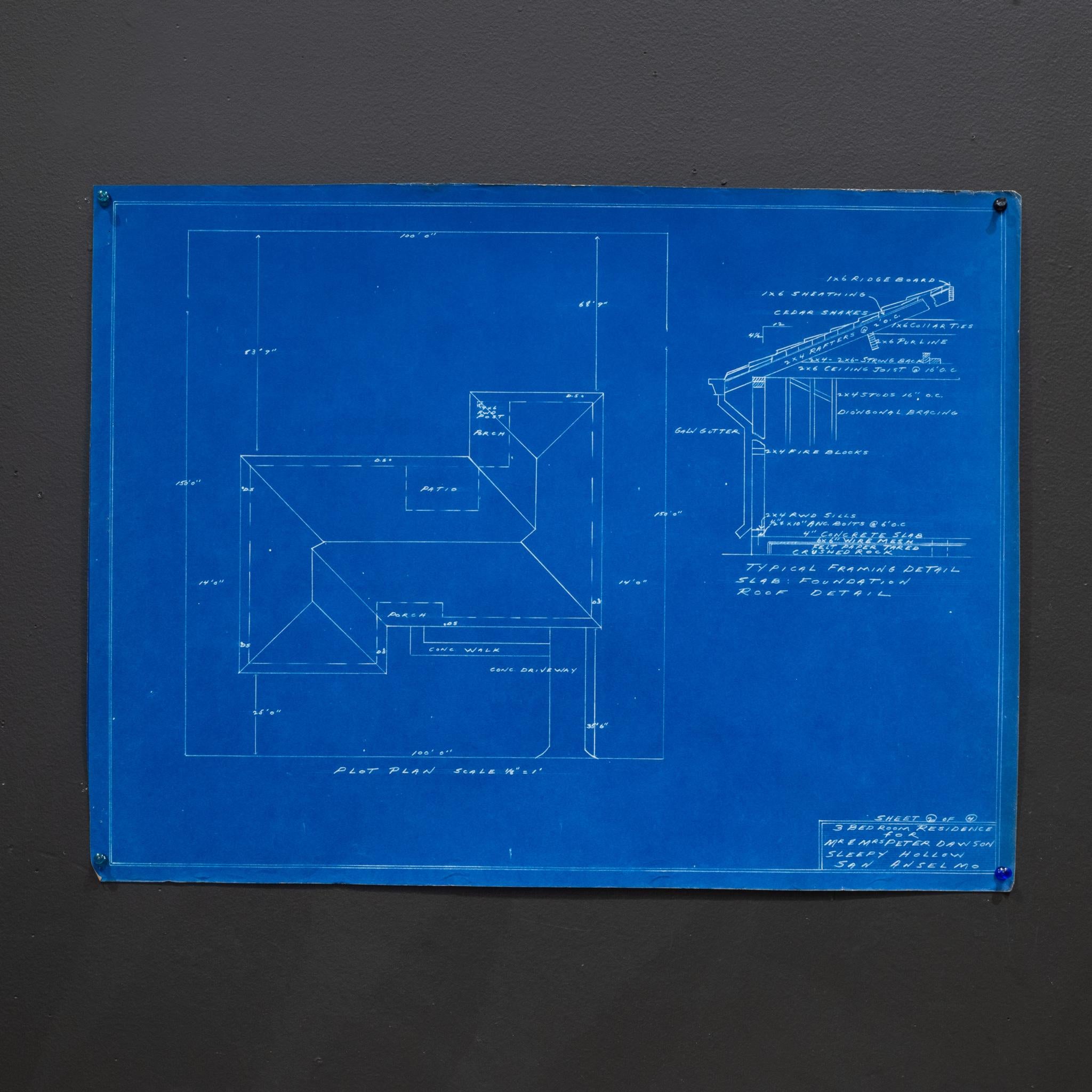 Set of San Enselmo, Ca House Blue Prints C.1952 In condizioni buone in vendita a San Francisco, CA