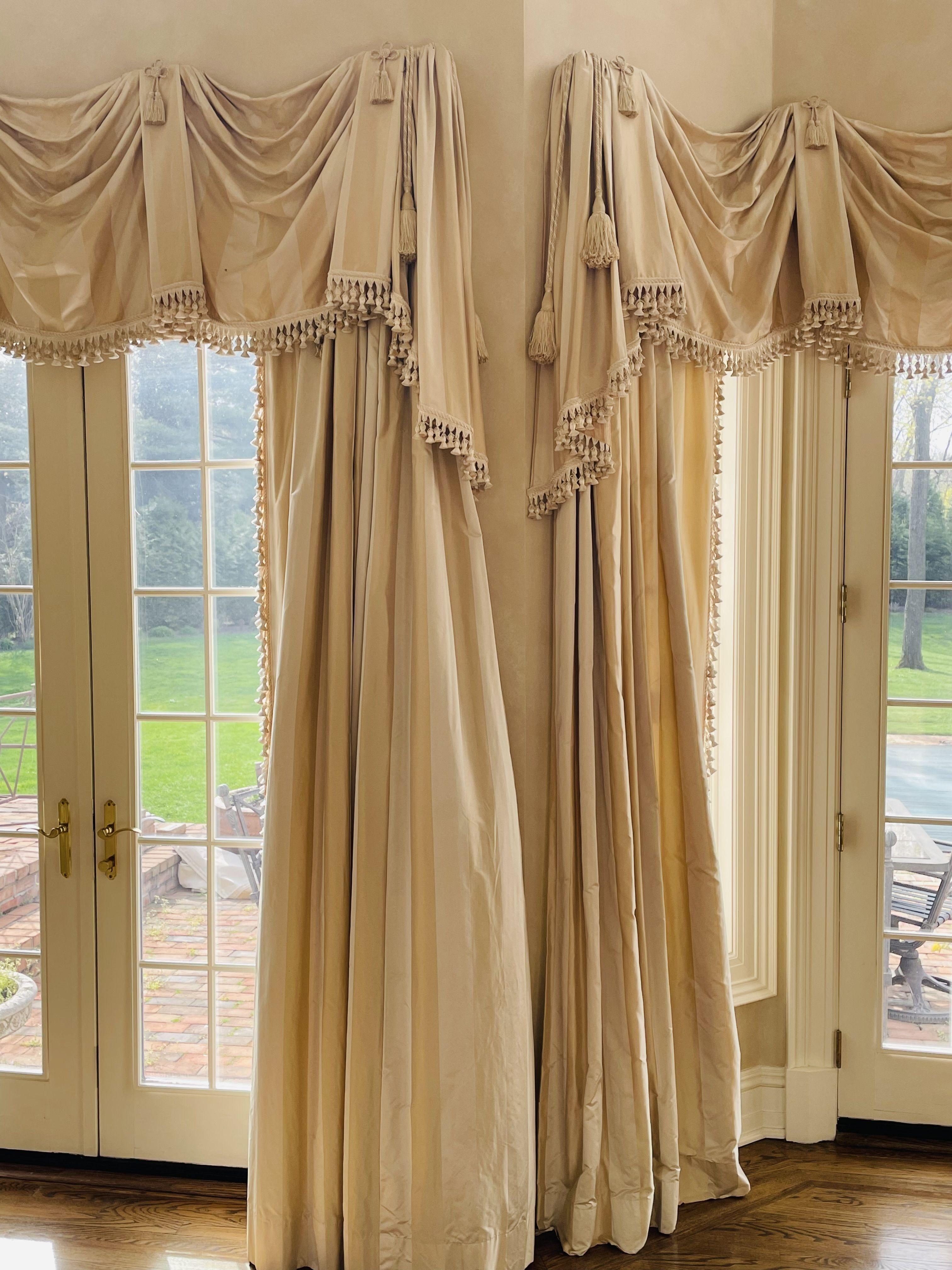 Set of Scalamandre Drapes, Curtains or Window Treatments, Linen In Good Condition In Stamford, CT