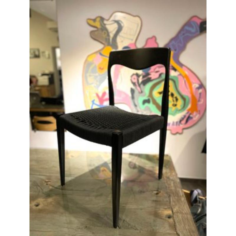 French Set of Scandinavian Black Rope Chair, 1960s For Sale