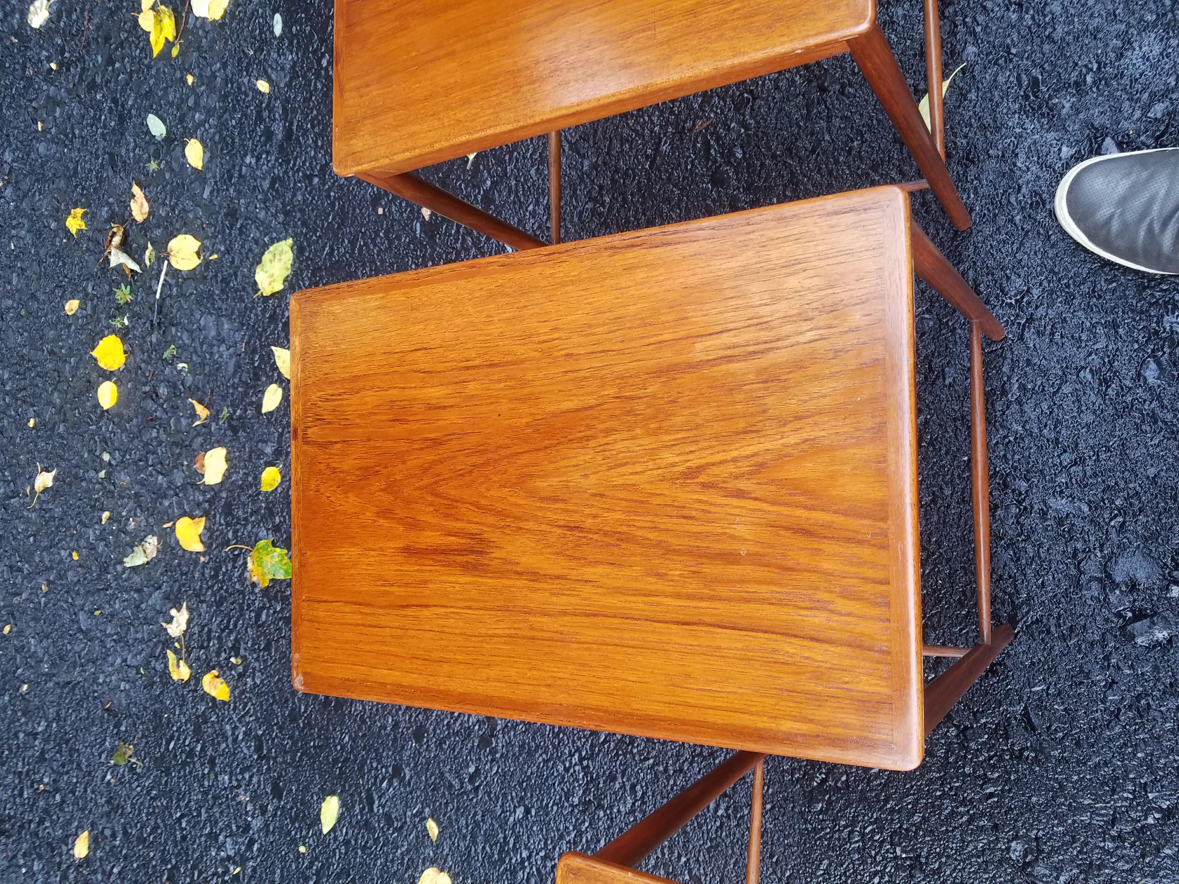 Grete Jalk Scandinavian Midcentury Teak Nesting Tables, 1970 In Good Condition In Downingtown, PA