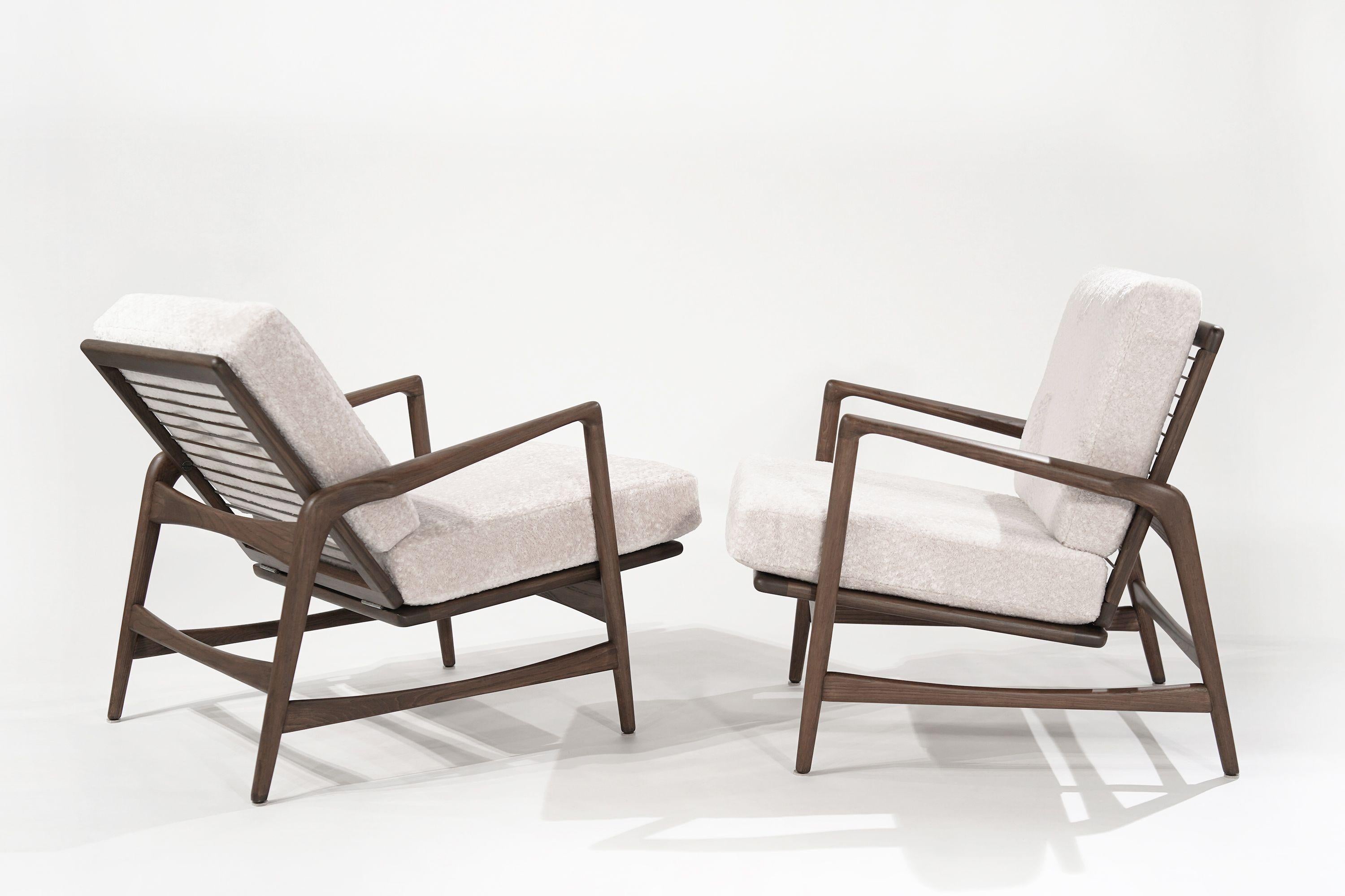 Danish Set of Scandinavian Modern Reclining Lounge Chairs