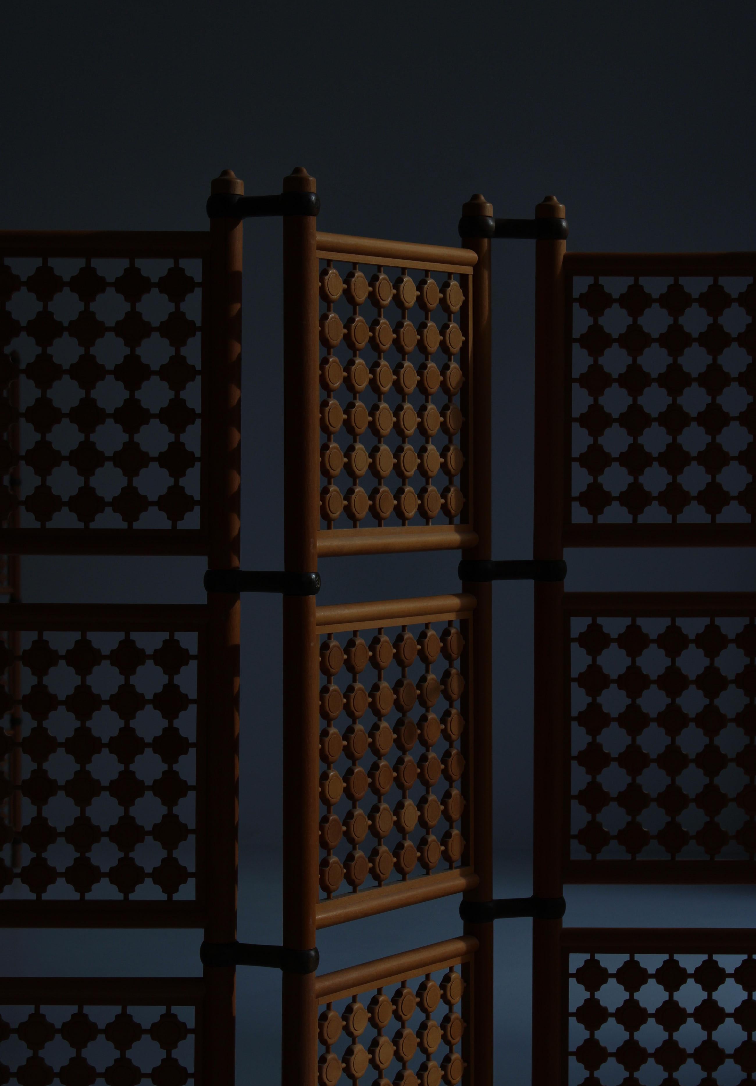 Set of Scandinavian Modern Screens or Room Dividers in Stained Beechwood, 1940s For Sale 10