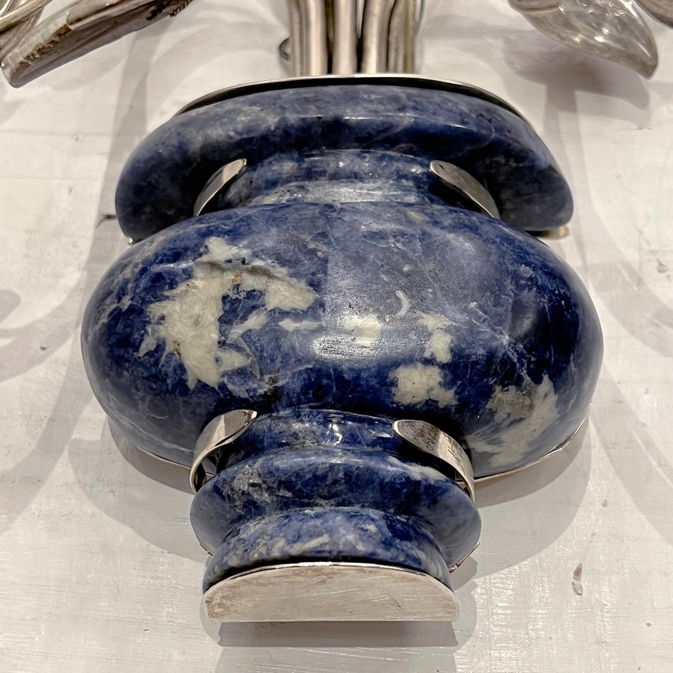 Set of Sconces with Blue Stone Inset, Sold Per Pair In Good Condition For Sale In New York, NY