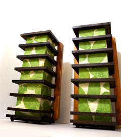 Set d'appliques avec papier de riz découpé vintage Noyer et Teck Applique murale