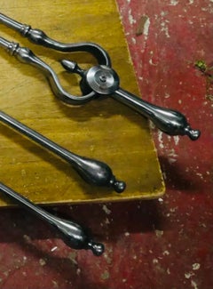 Set of Scottish Early 19th Century Georgian Steel Fire Irons Tools