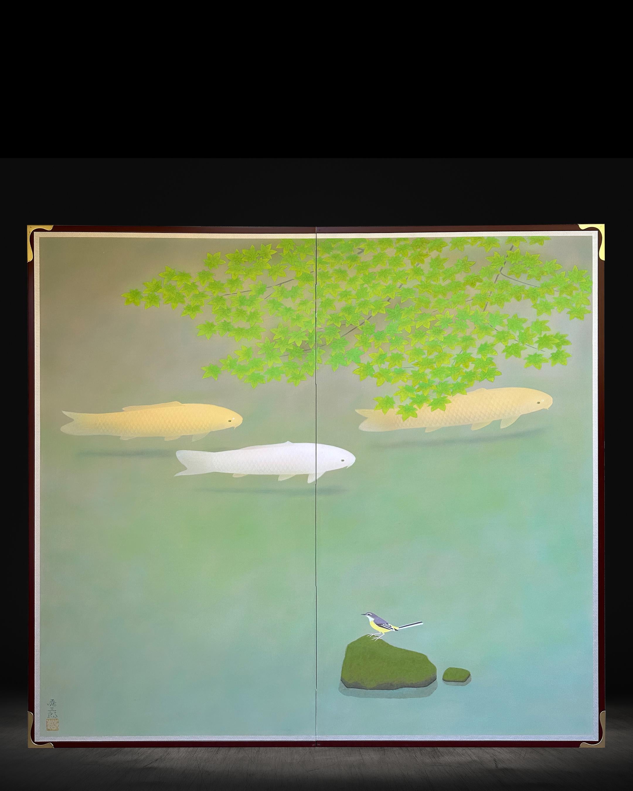 Set of  screens by Nitten artist Tozaburo Ohno (大野藤三郎) in vendita 2