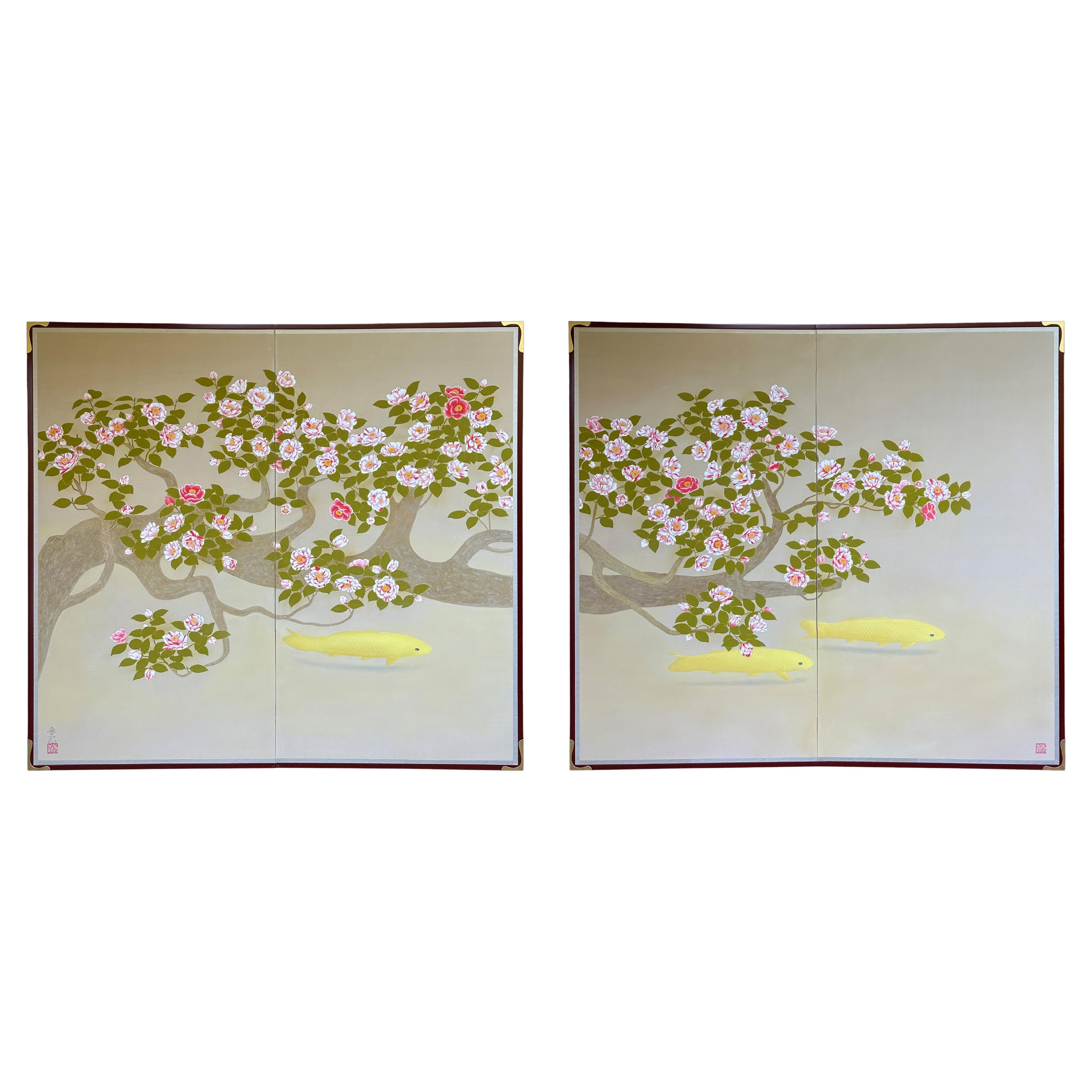 Set of  screens by Nitten artist Tozaburo Ohno (大野藤三郎)