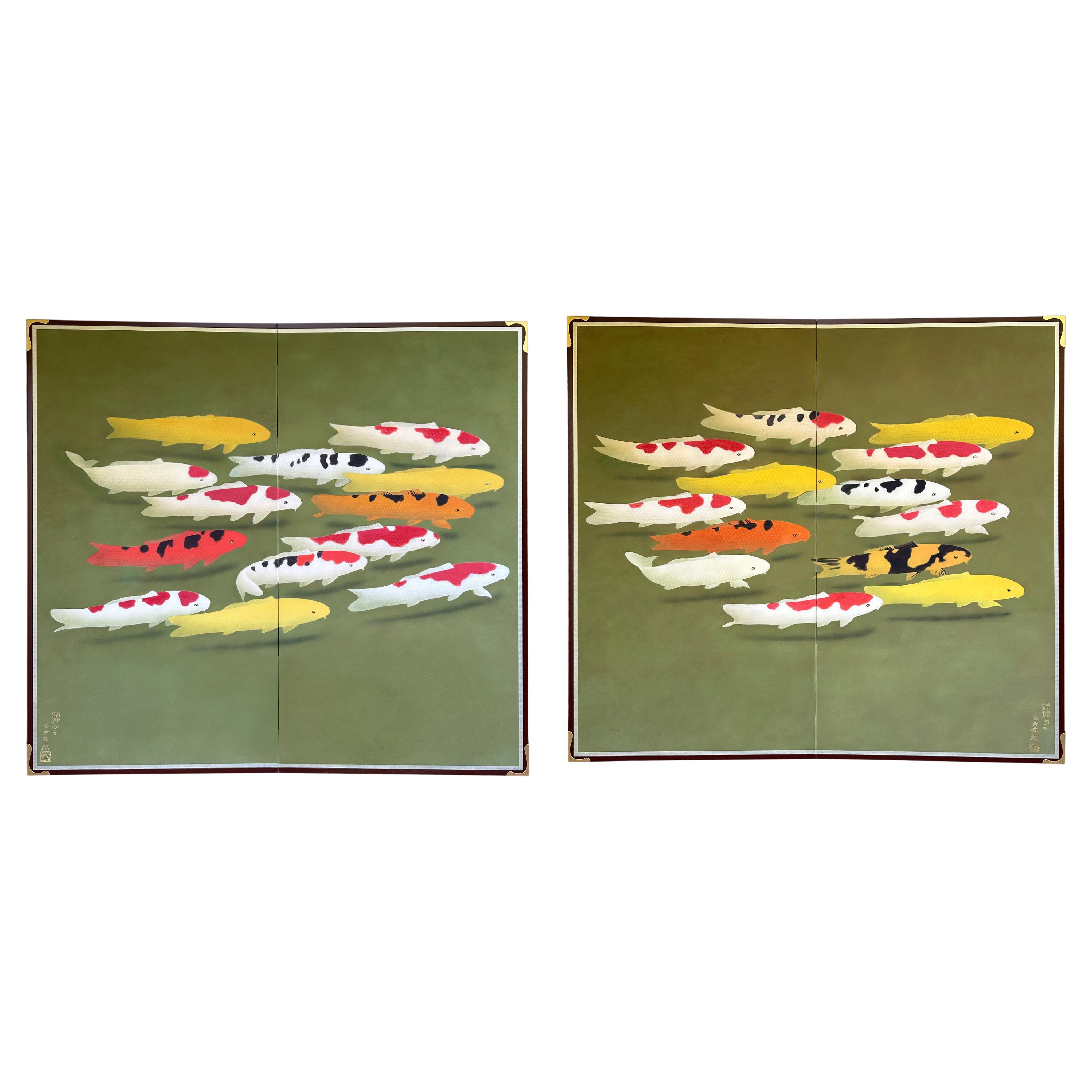 Set of  screens by Nitten artist Tozaburo Ohno (大野藤三郎)