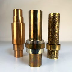 Satz skulpturaler Messing-Zylindervasen, Deutschland 1970er Jahre