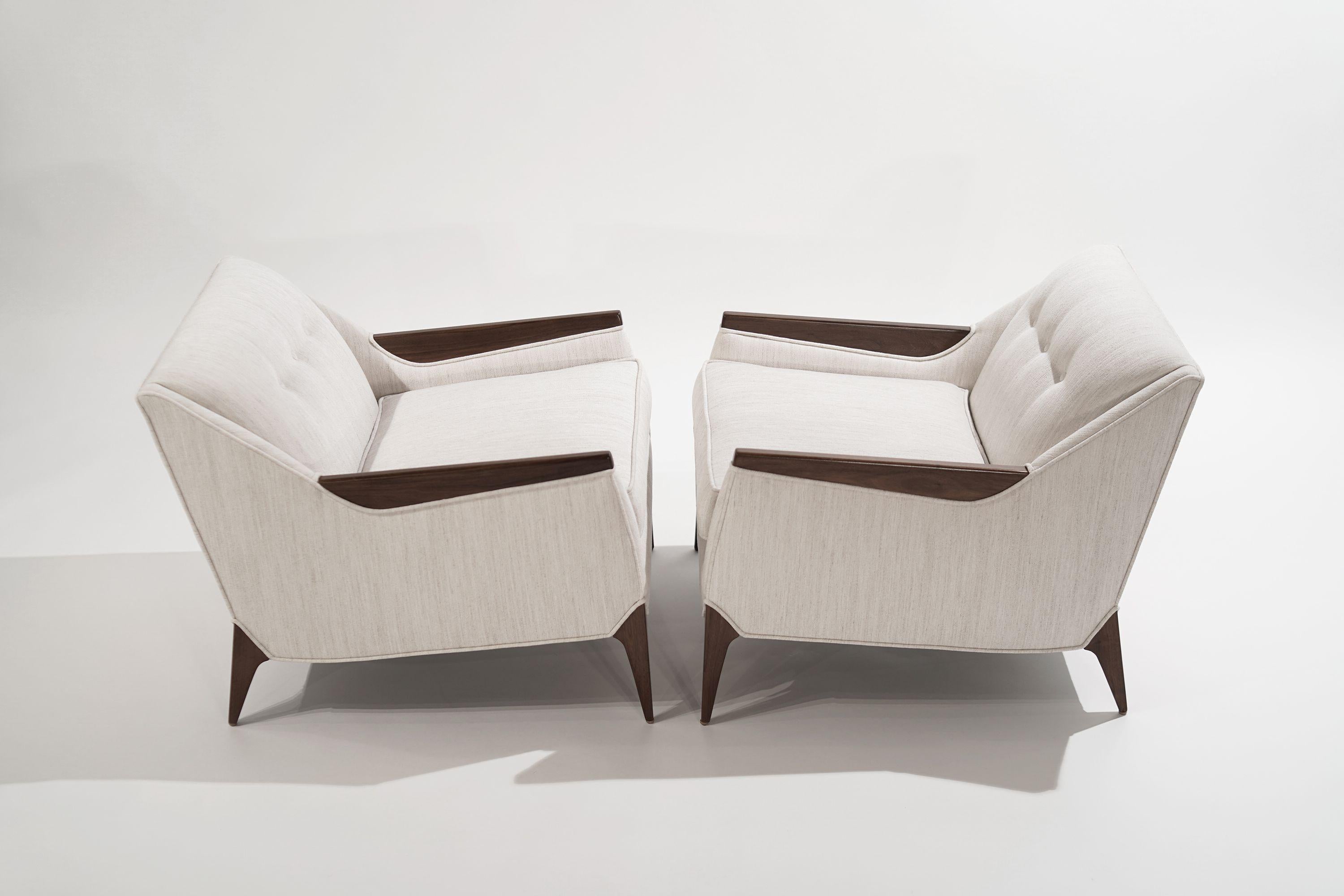 Mid-Century Modern Set of Sculptural Italian Reading Lounges in Linen, 1950s