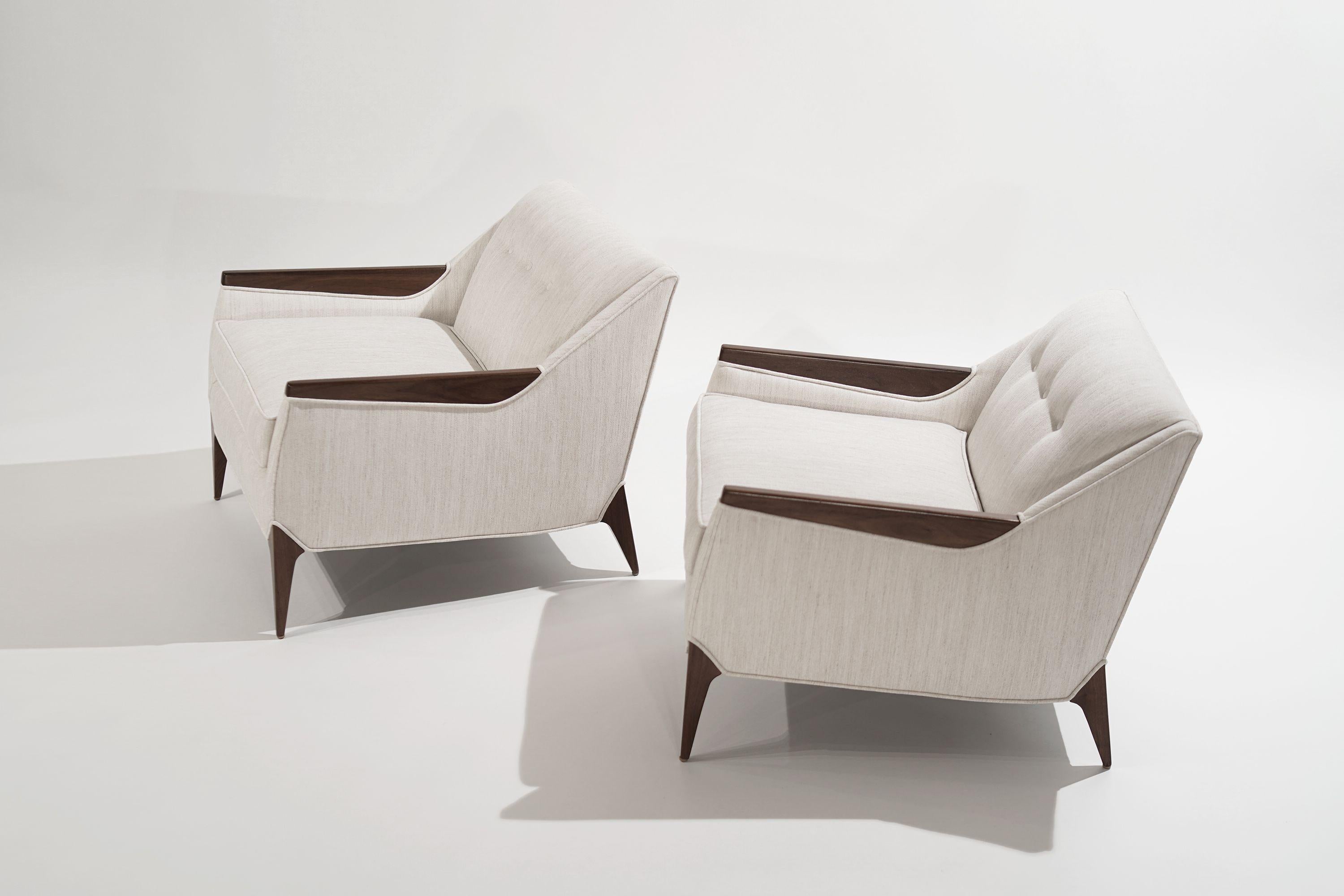 20th Century Set of Sculptural Italian Reading Lounges in Linen, 1950s