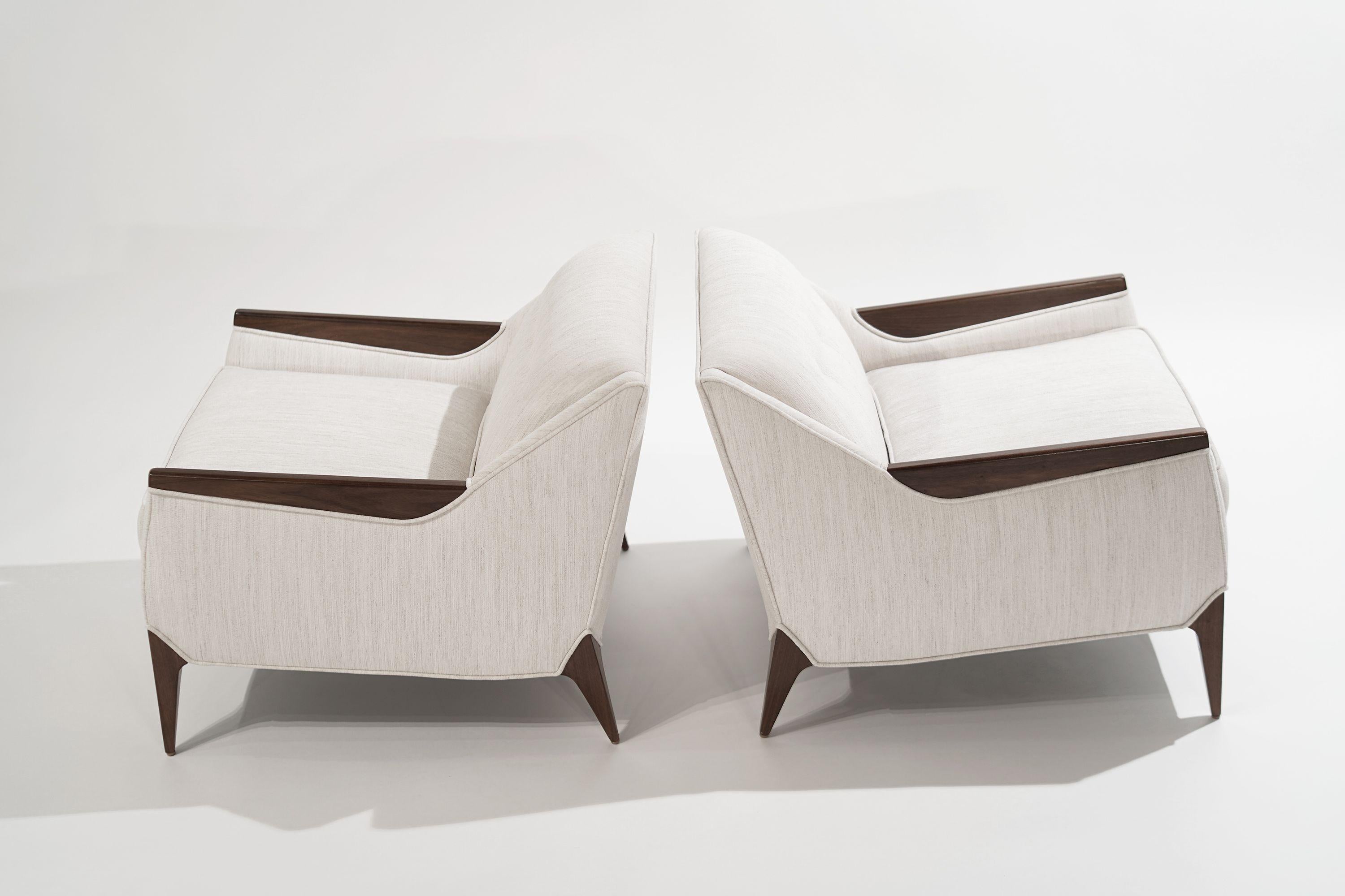Set of Sculptural Italian Reading Lounges in Linen, 1950s 1