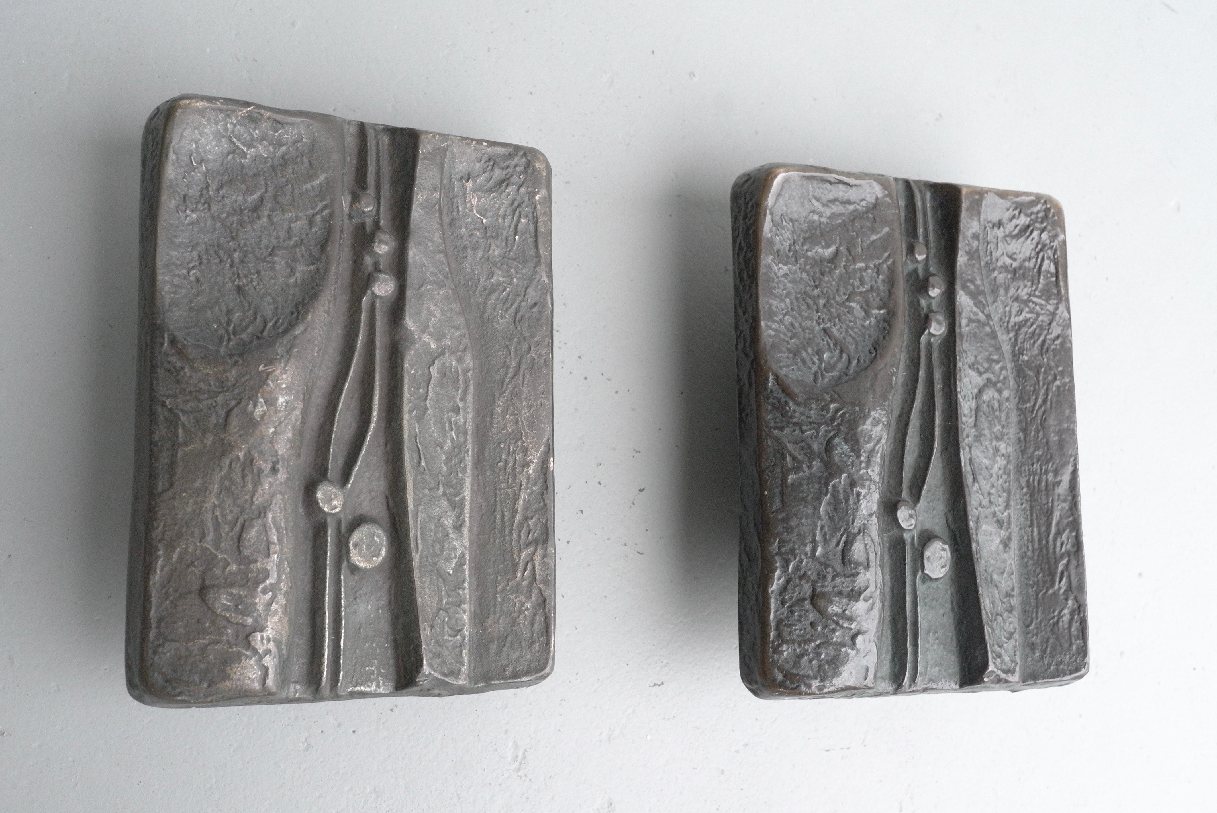 Italian Set of Sculptural Organic Bronze Art Door Handles, Mailbox and Keyhole, 1960s