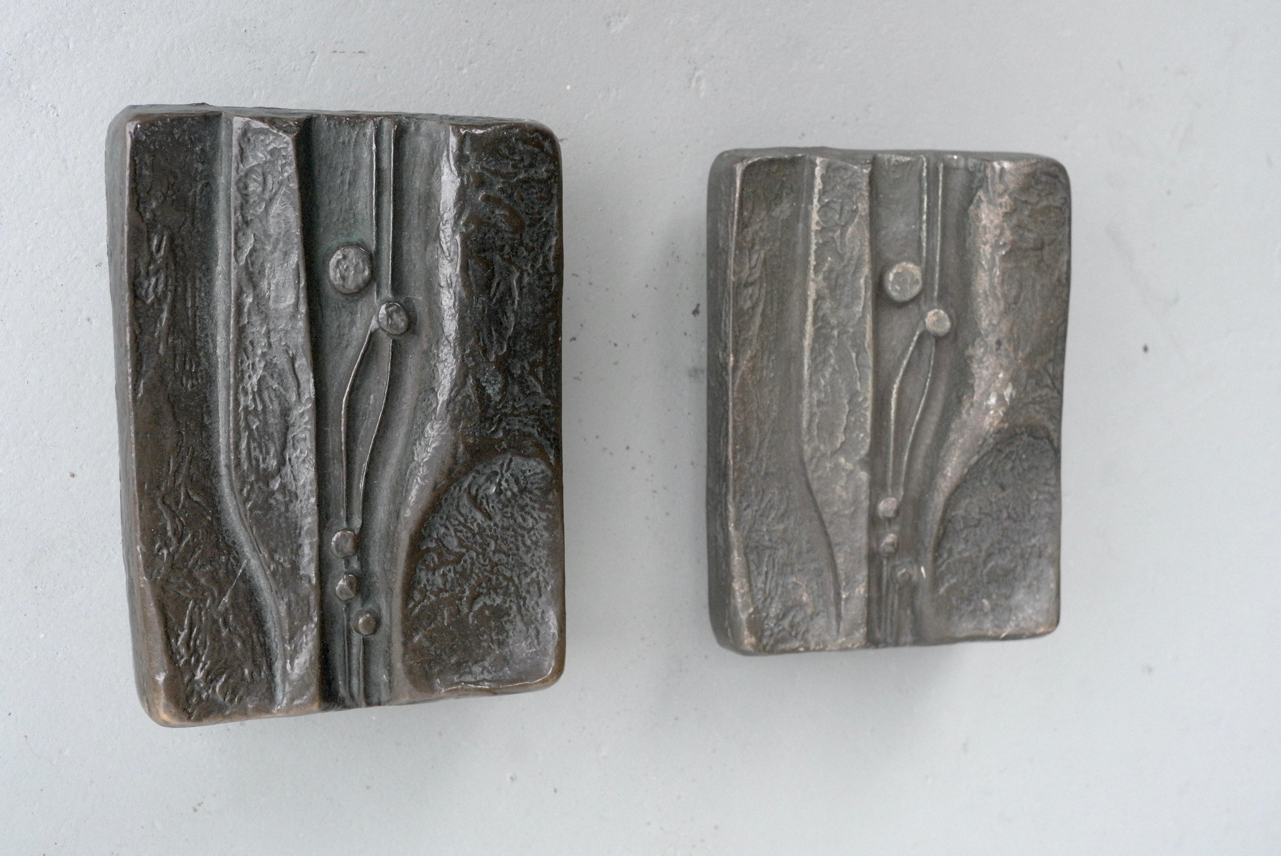 Set of Sculptural Organic Bronze Art Door Handles, Mailbox and Keyhole, 1960s 1