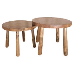 Set of Sculptural Teak Burl Wood Side Tables