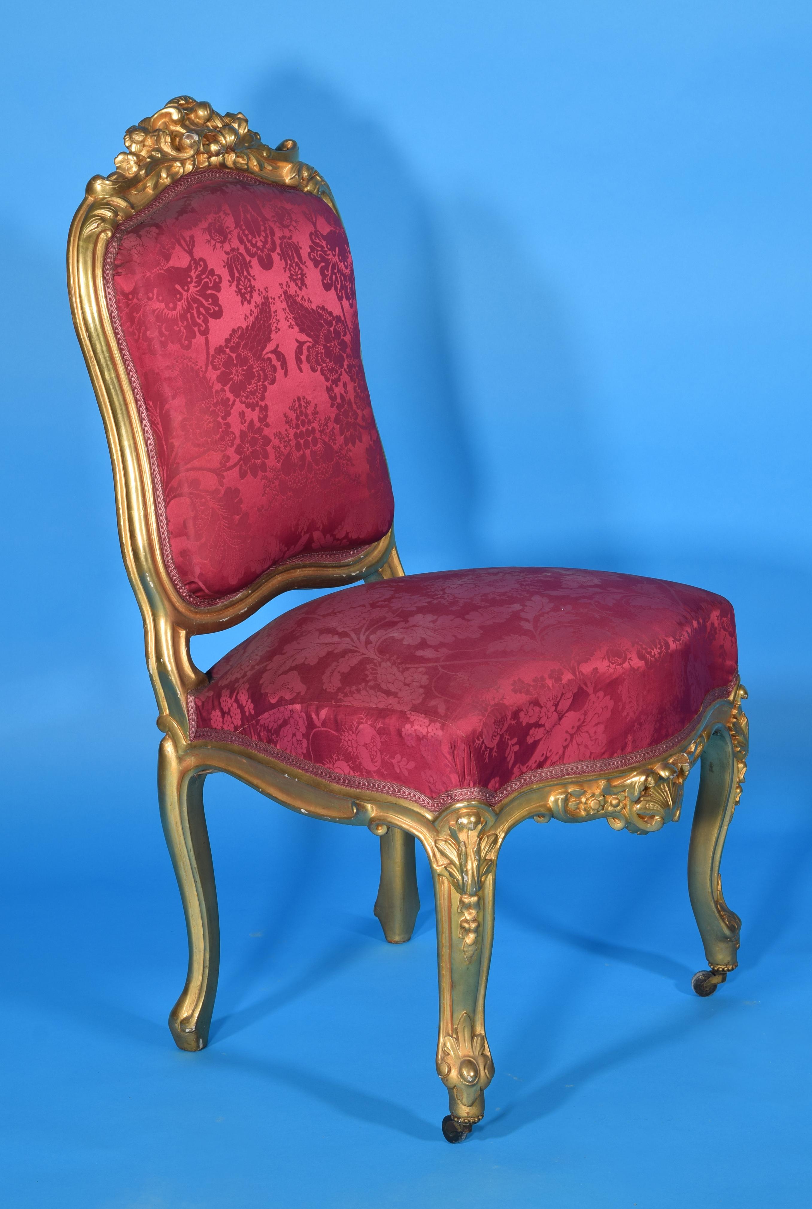 Set of Seats 'Chairs, Armchairs, Sofa', Wood, 19th Century 4