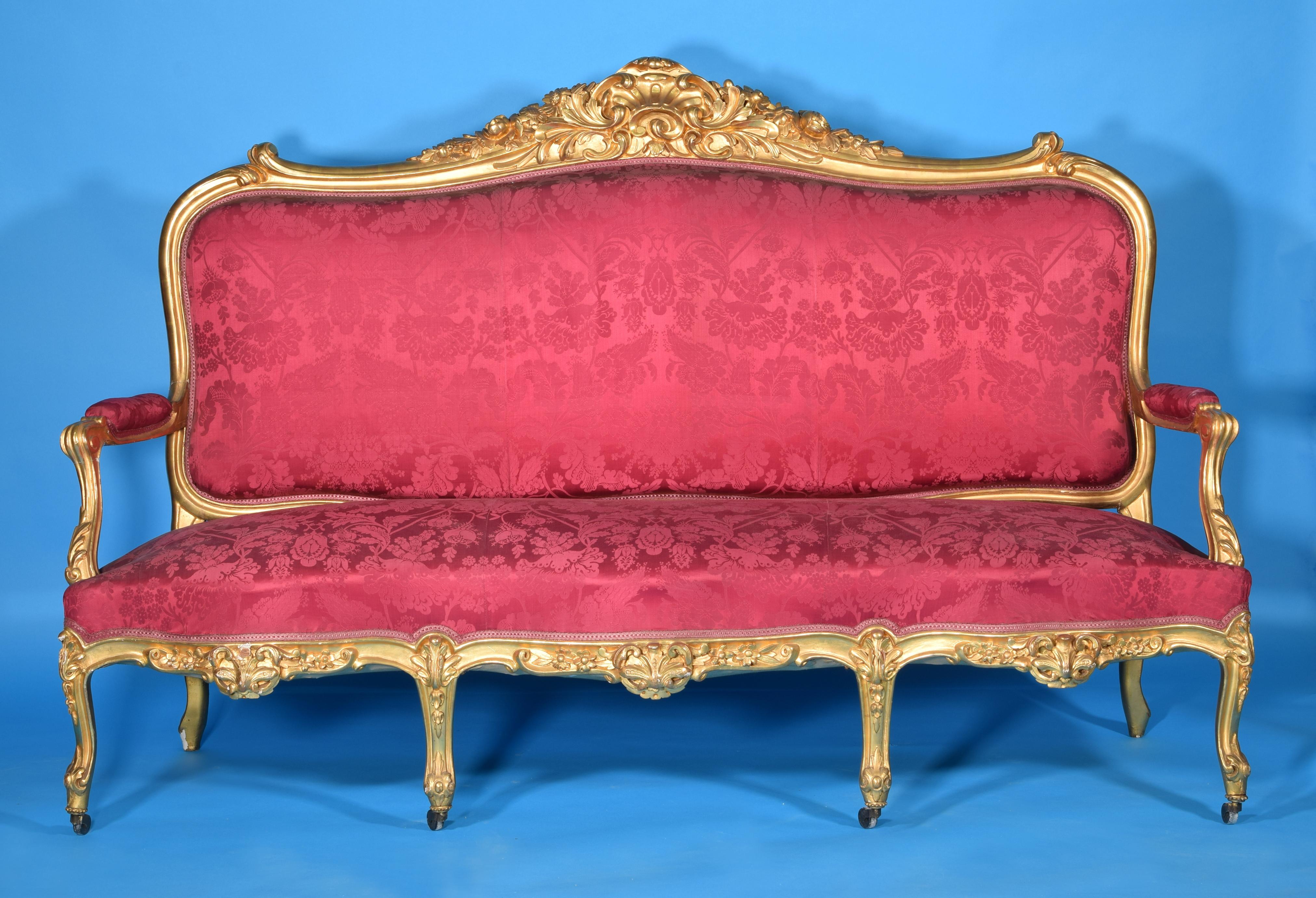 Set of Seats 'Chairs, Armchairs, Sofa', Wood, 19th Century 5