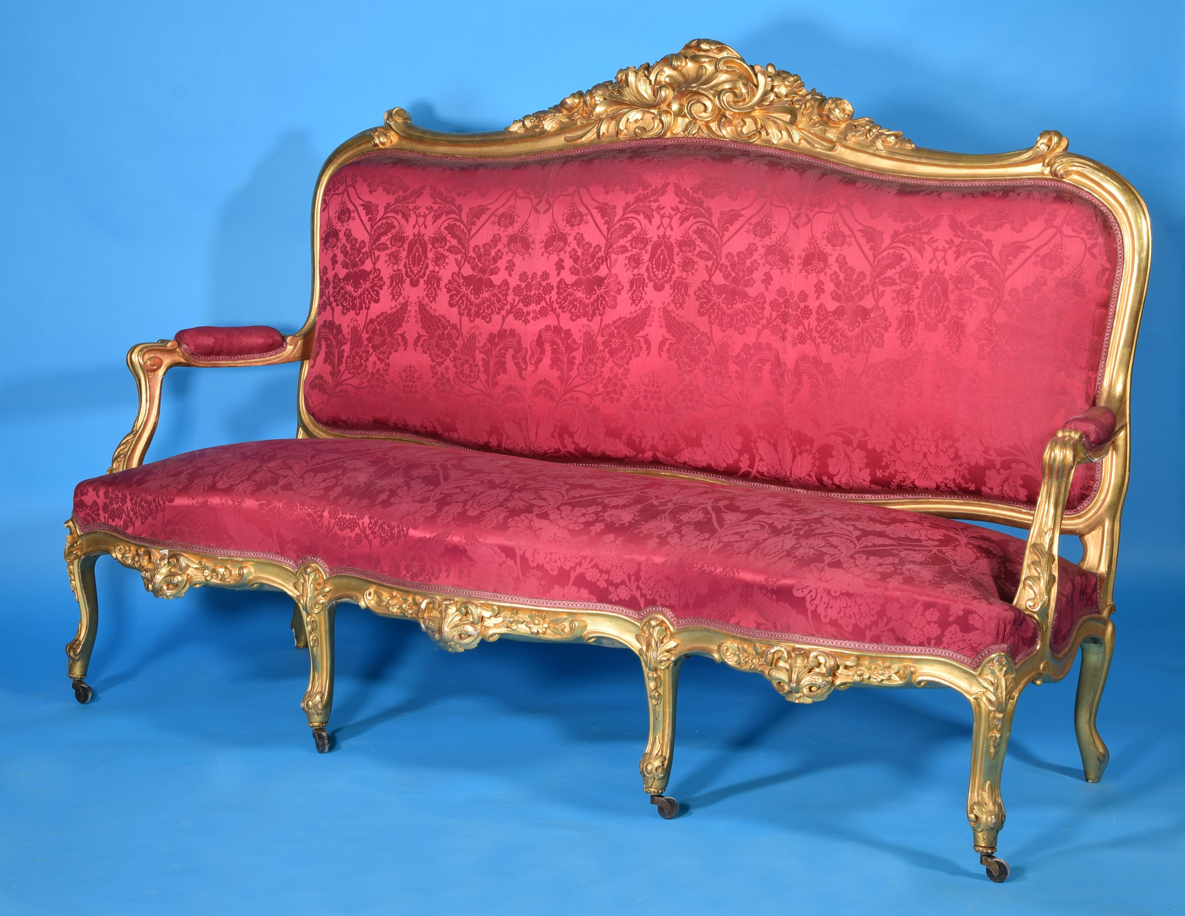 Set of Seats 'Chairs, Armchairs, Sofa', Wood, 19th Century 6