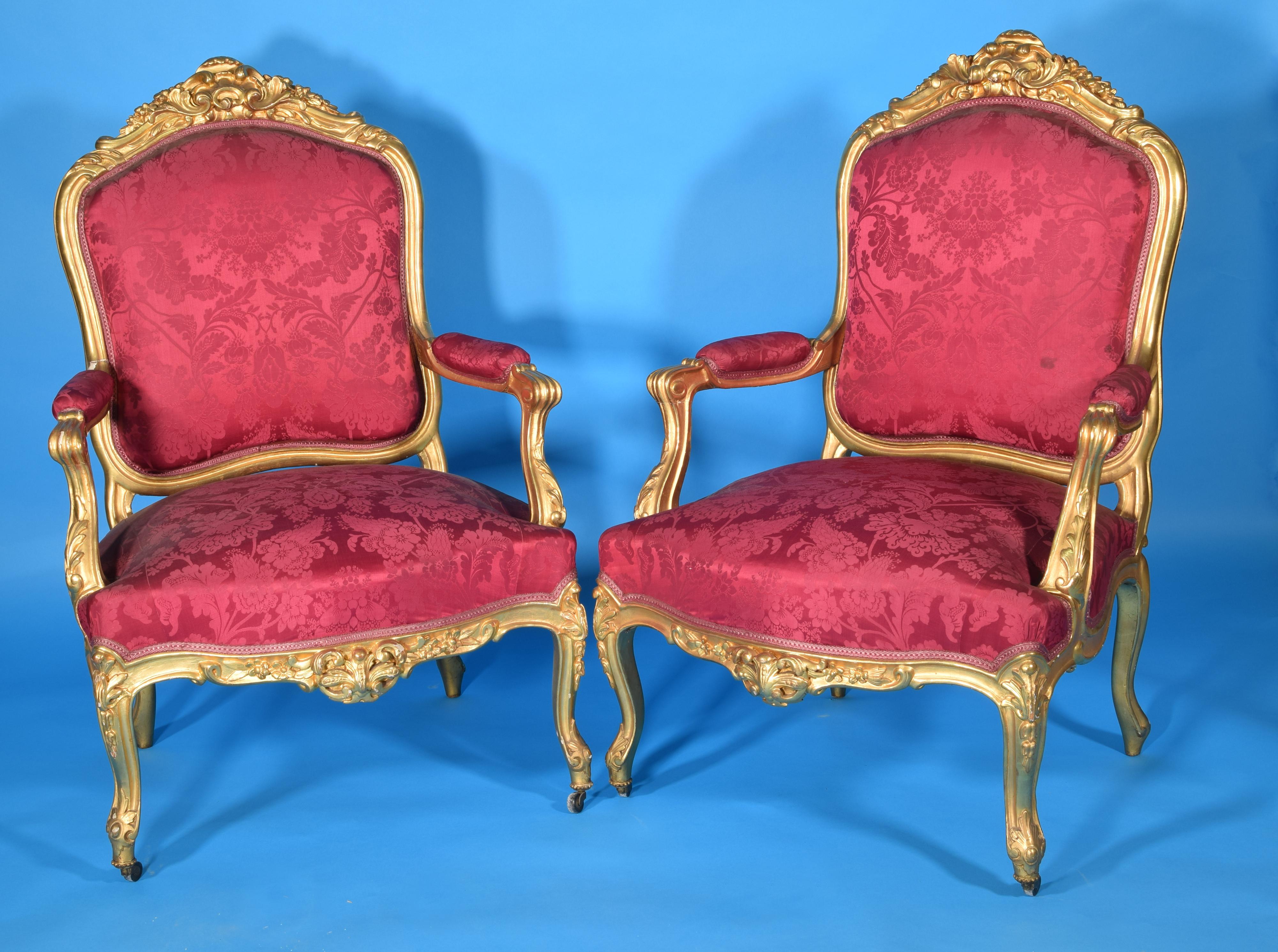 Neoclassical Set of Seats 'Chairs, Armchairs, Sofa', Wood, 19th Century