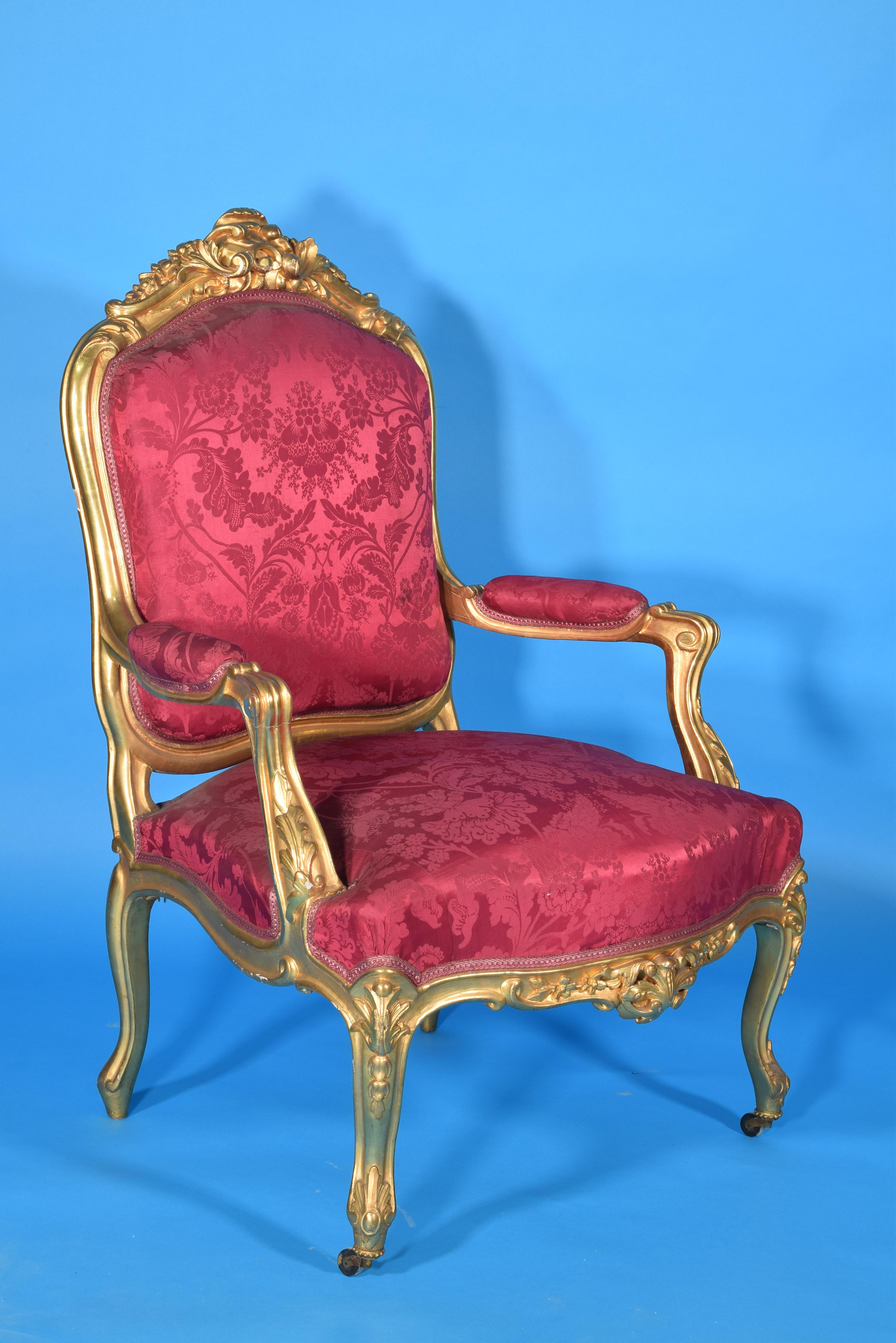 Set of Seats 'Chairs, Armchairs, Sofa', Wood, 19th Century In Good Condition In Madrid, ES