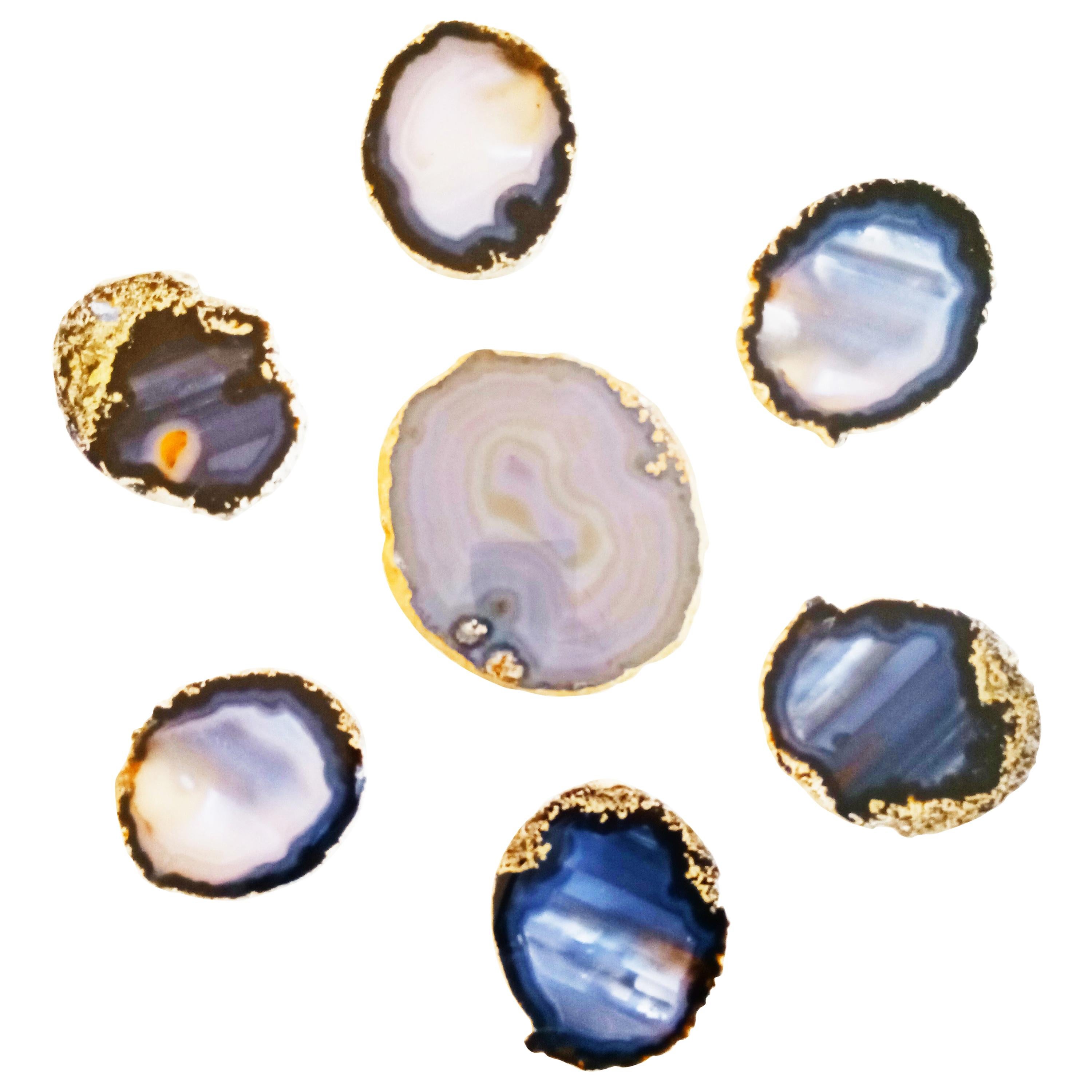 Set of Semi Precious Gemstone Coaster, France, 1970s