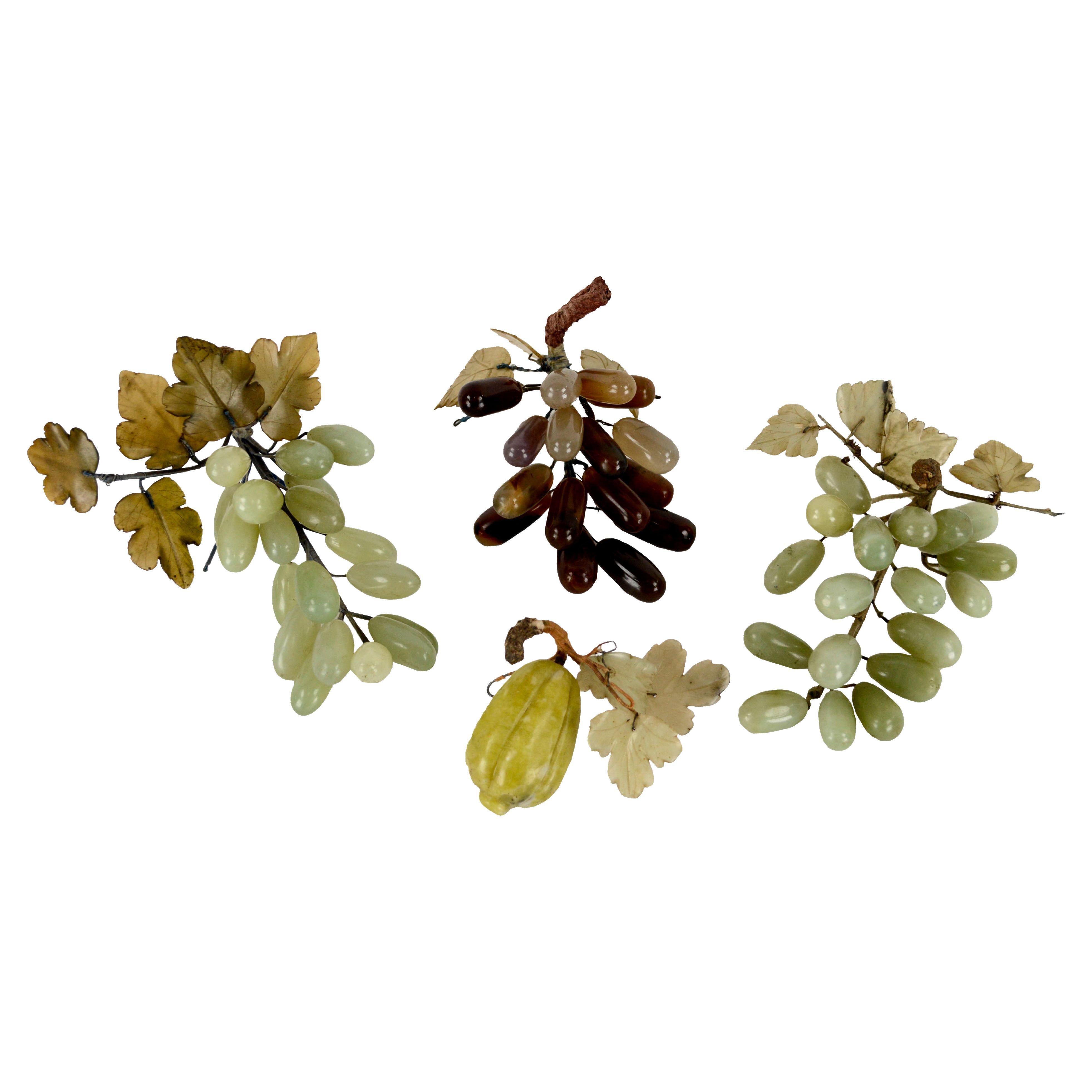 Set of Semi-Precious Stone Grapes 
Gourd with Jade, Amethyst, Agate