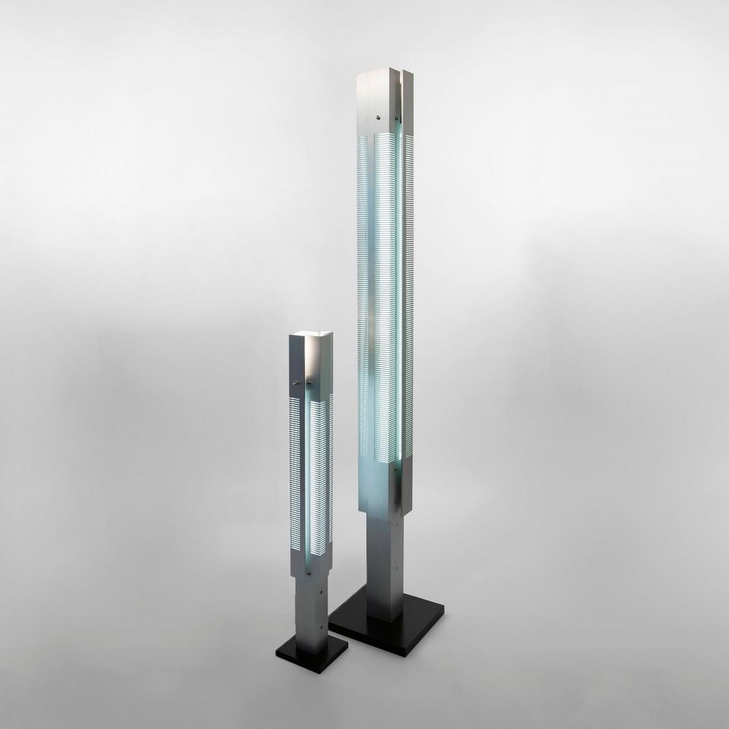 Serge Mouille Mid-Century Modern Aluminium Signal Column Floor Lamp Set 2