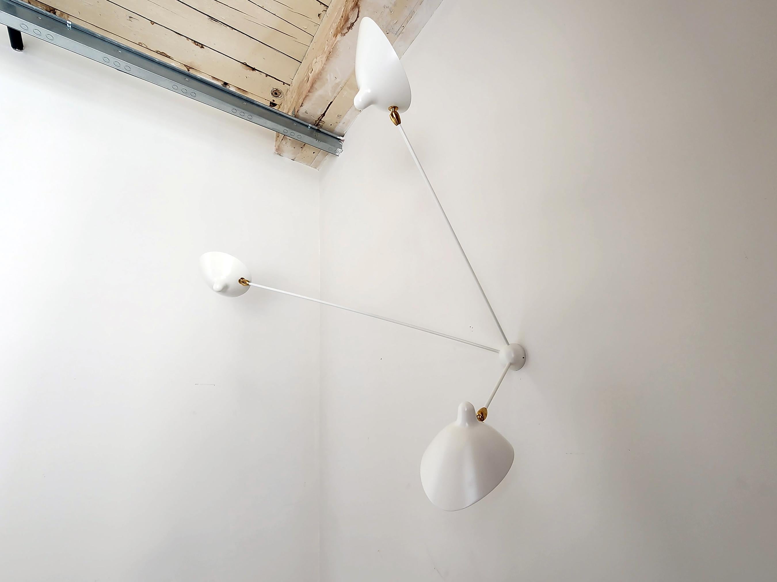 Contemporary Serge Mouille - 4  3-Arm and 1  5-Arm Spider Sconces in White - IN STOCK! For Sale